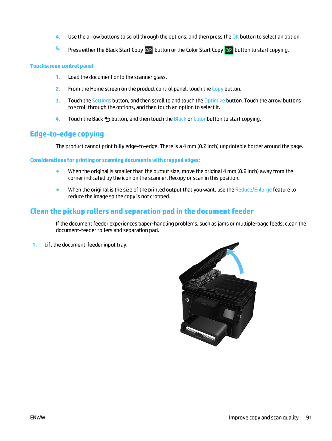 HP Pro MFP M177fw manual Edge-to-edge copying 