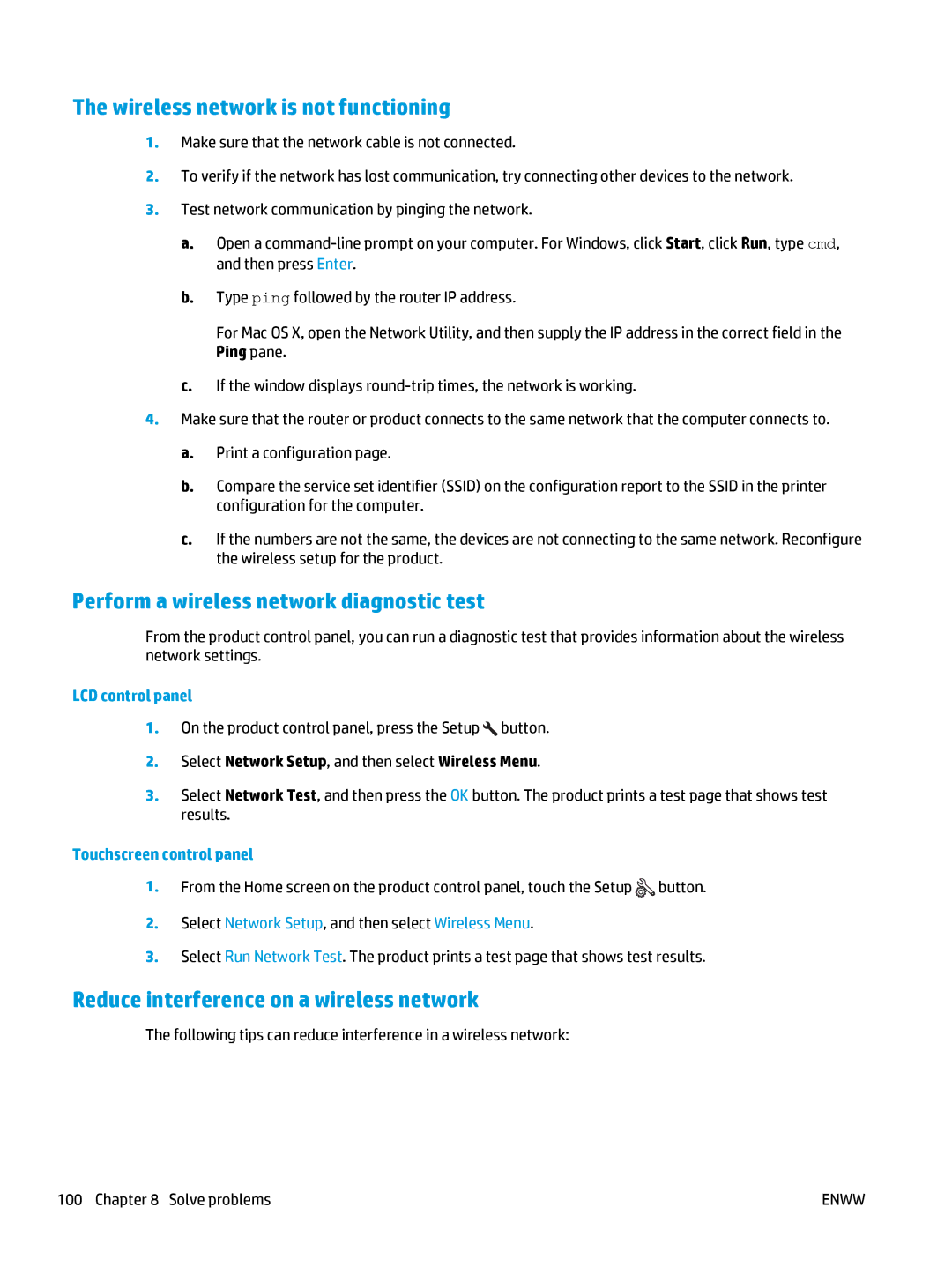 HP Pro MFP M177fw manual Wireless network is not functioning, Perform a wireless network diagnostic test 