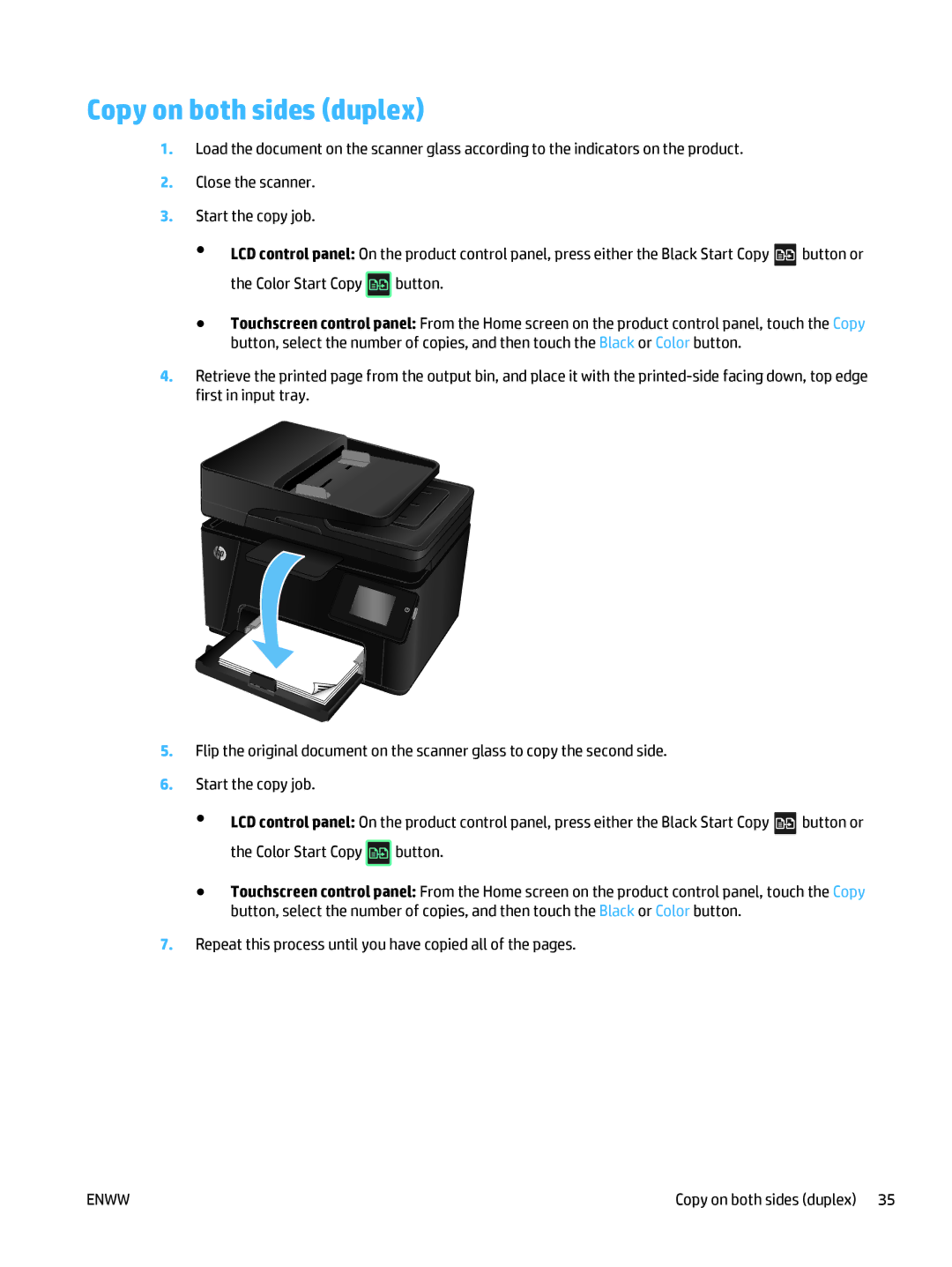 HP Pro MFP M177fw manual Copy on both sides duplex 