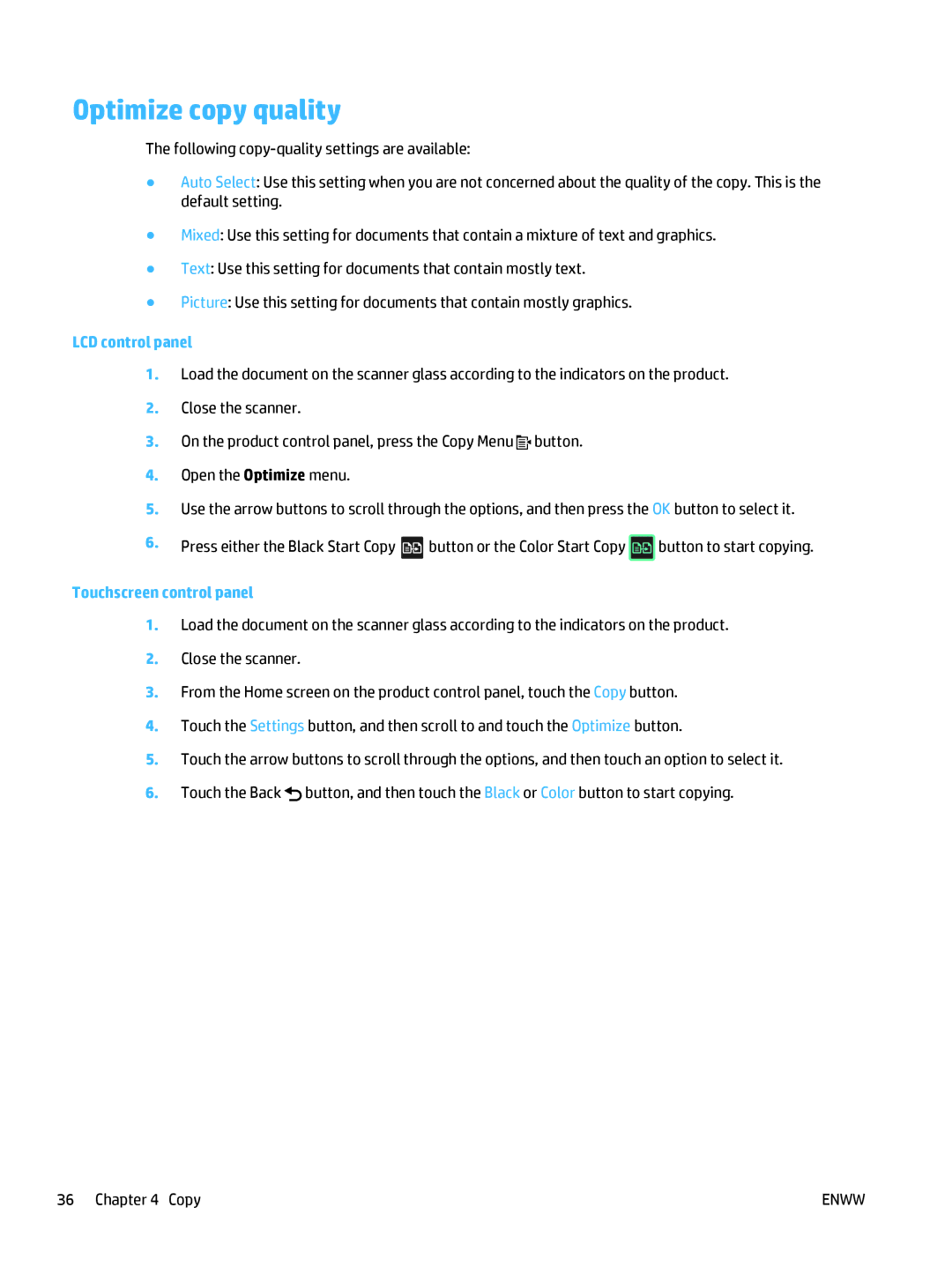 HP Pro MFP M177fw manual Optimize copy quality 