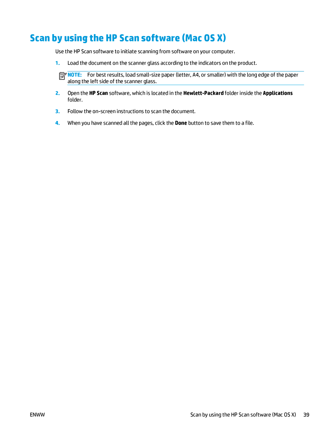 HP Pro MFP M177fw manual Scan by using the HP Scan software Mac OS 