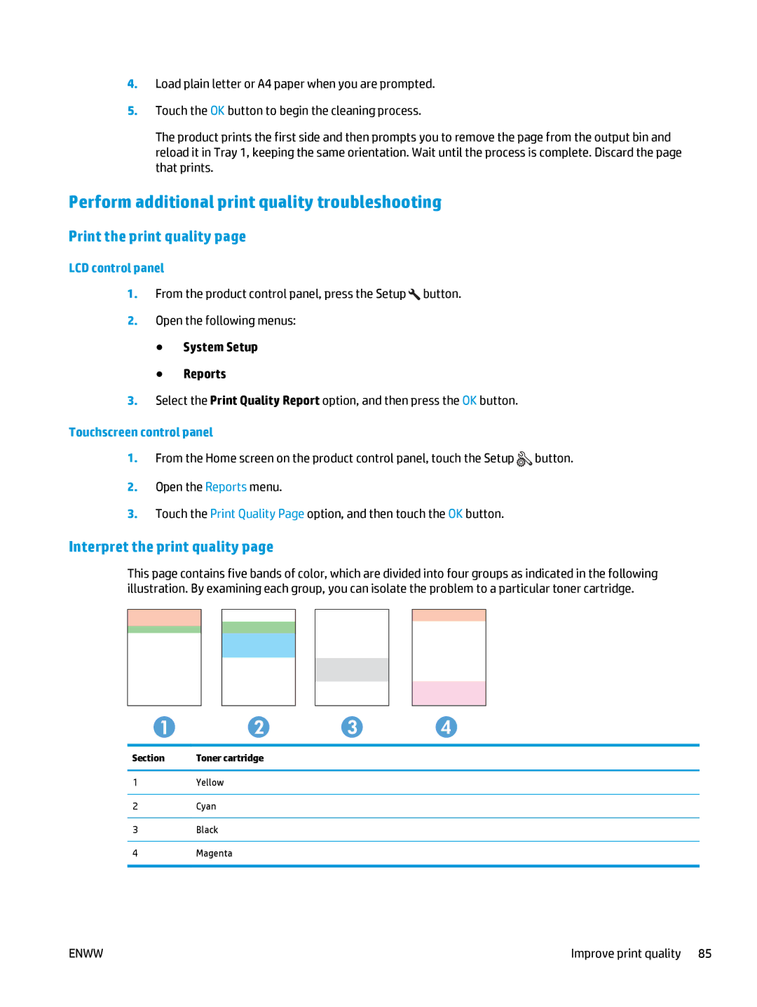 HP Pro MFP M177fw manual Perform additional print quality troubleshooting, Print the print quality 