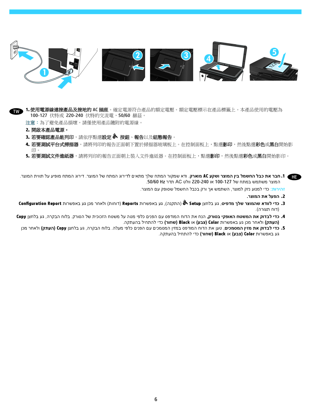 HP Pro MFP M177fw manual 注意：為了避免產品損壞，請僅使用產品隨附的電源線。 