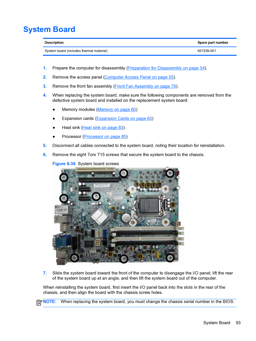 HP Pro QV985AV manual System Board 