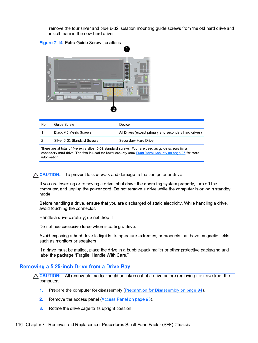 HP Pro QV985AV manual Removing a 5.25-inch Drive from a Drive Bay 