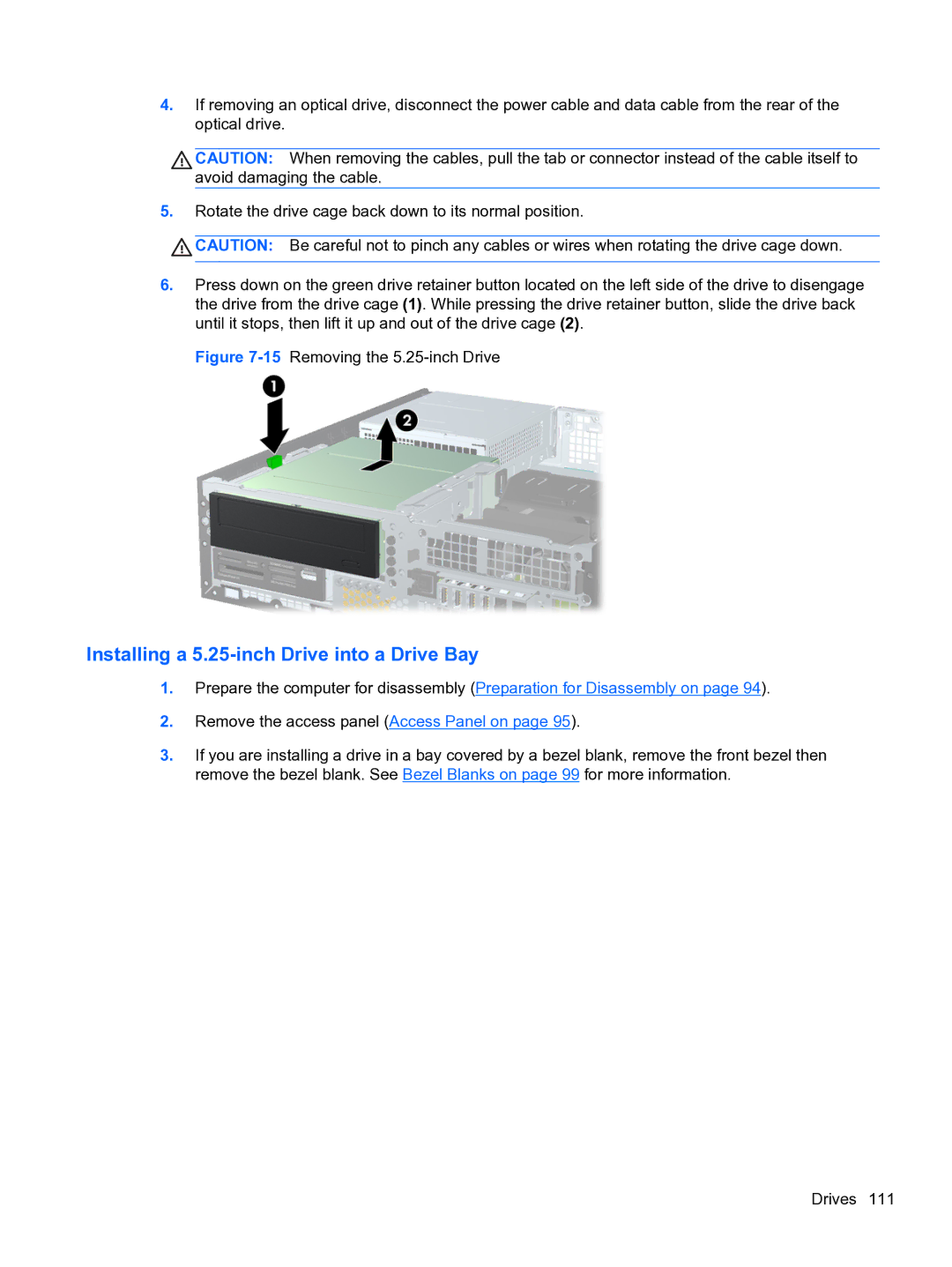 HP Pro QV985AV manual Installing a 5.25-inch Drive into a Drive Bay 