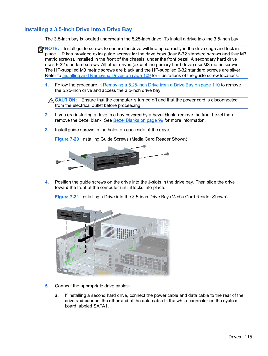 HP Pro QV985AV manual Installing a 3.5-inch Drive into a Drive Bay 