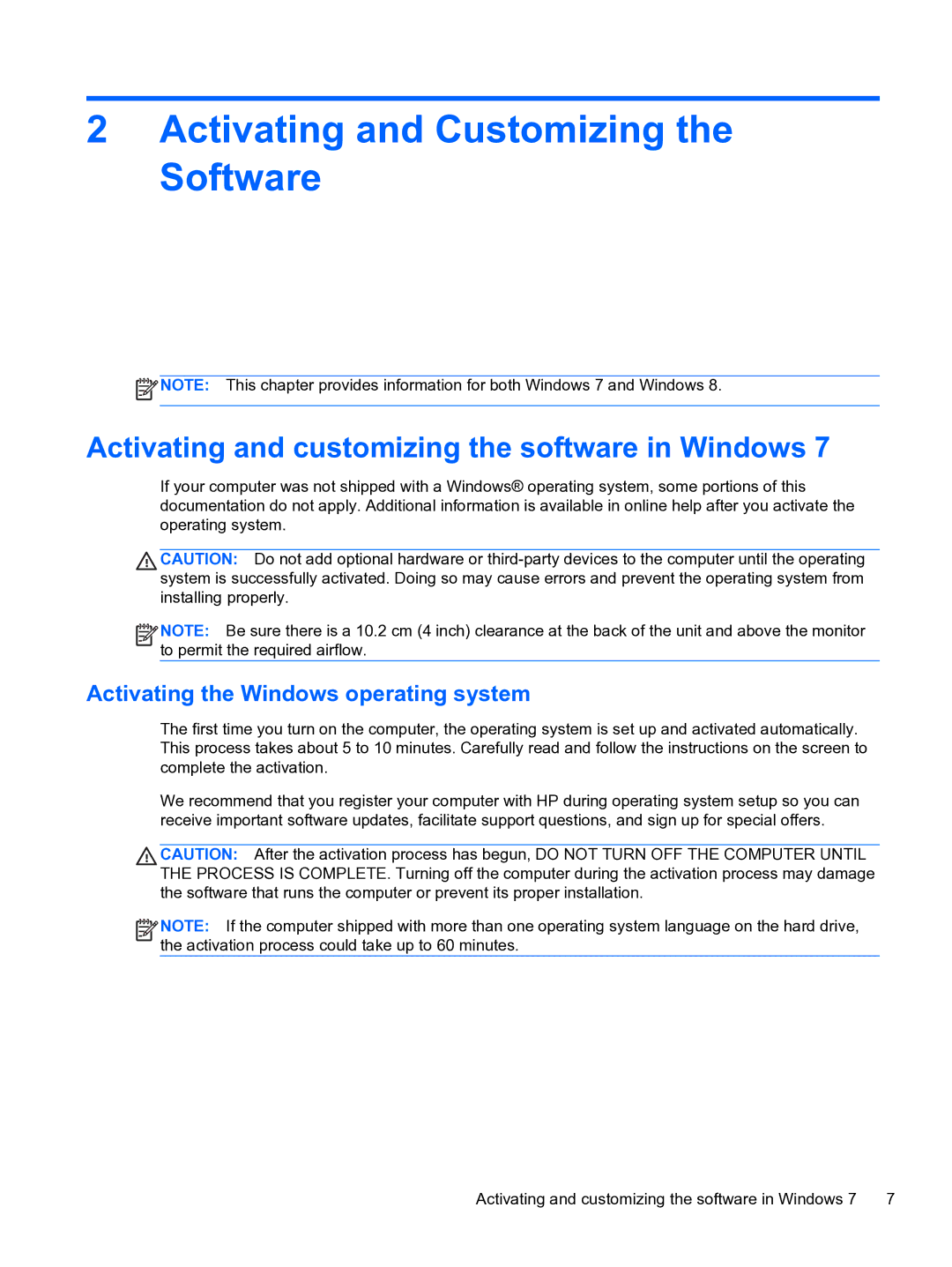 HP Pro QV985AV manual Activating and Customizing the Software, Activating and customizing the software in Windows 