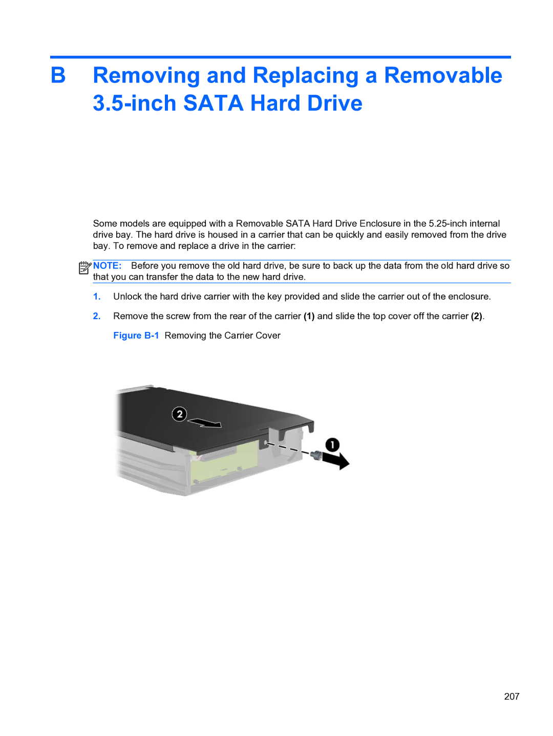 HP Pro QV985AV manual Removing and Replacing a Removable 3.5-inch Sata Hard Drive 