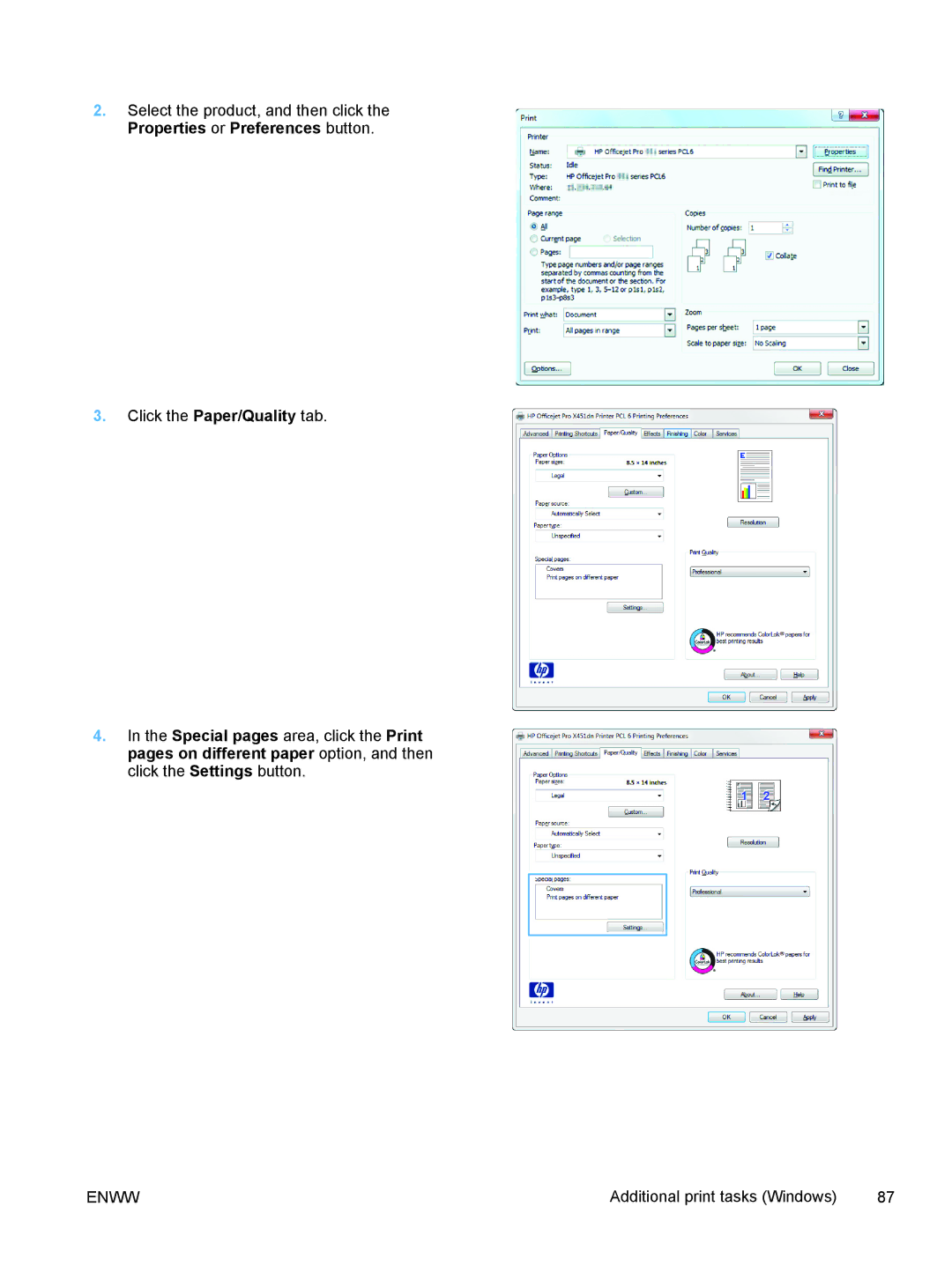 HP Pro X X551dw Inkjet CV037AB1H, Pro X X451dn CN459AB1H manual Enww 