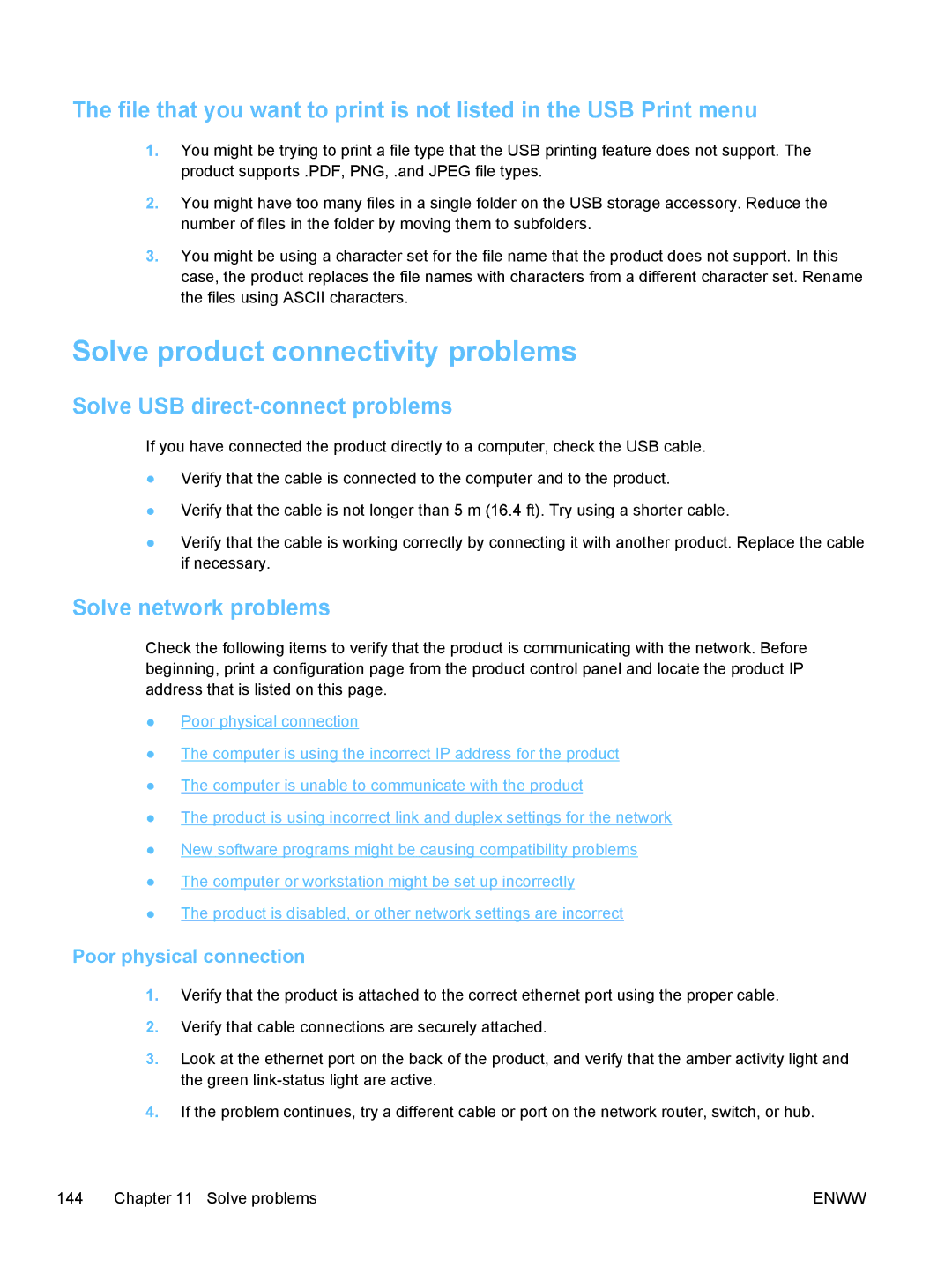 HP Pro X X451dn CN459AB1H Solve product connectivity problems, Solve USB direct-connect problems, Solve network problems 