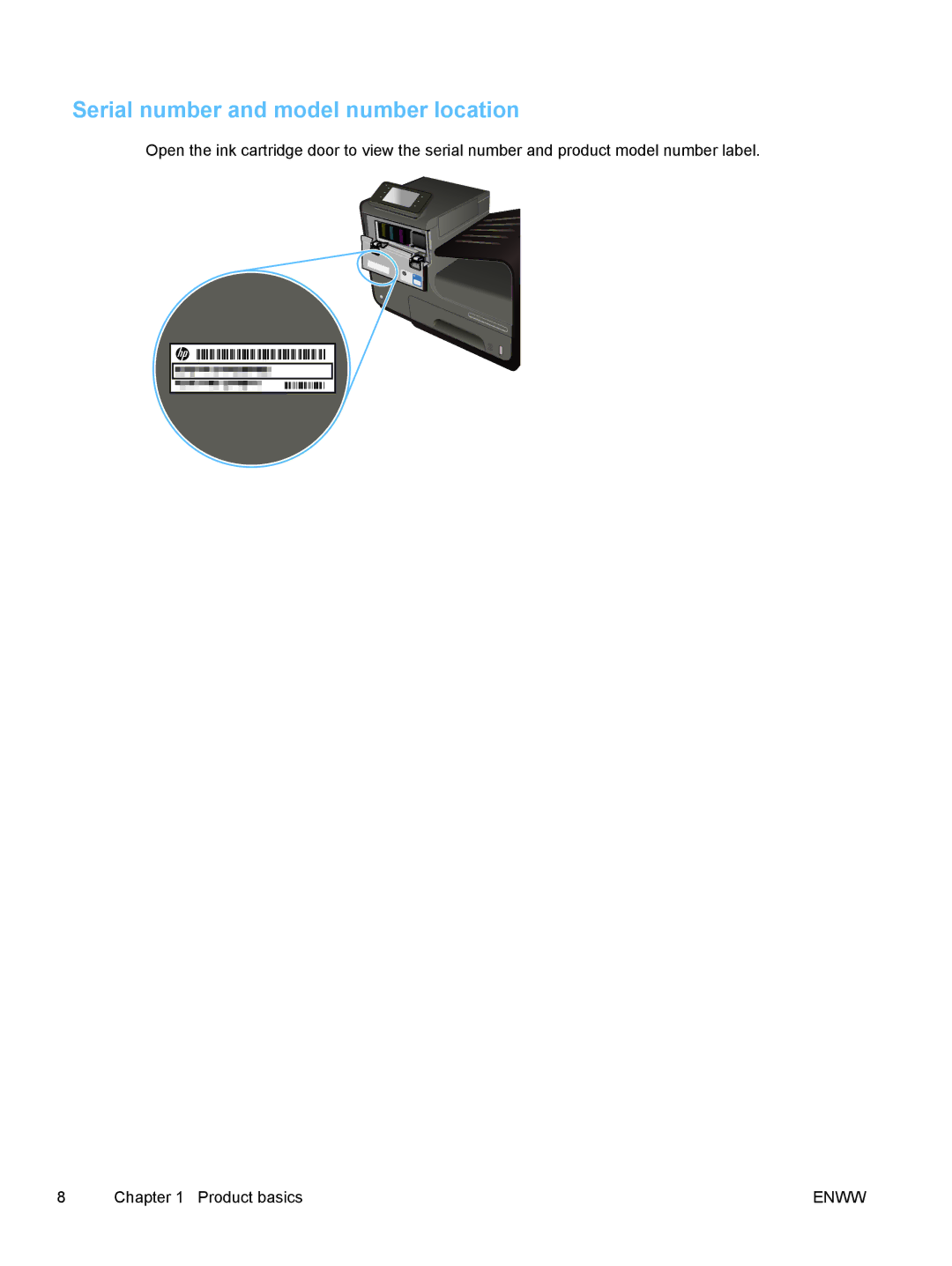 HP Pro X X451dn CN459AB1H, Pro X X551dw Inkjet CV037AB1H manual Serial number and model number location 