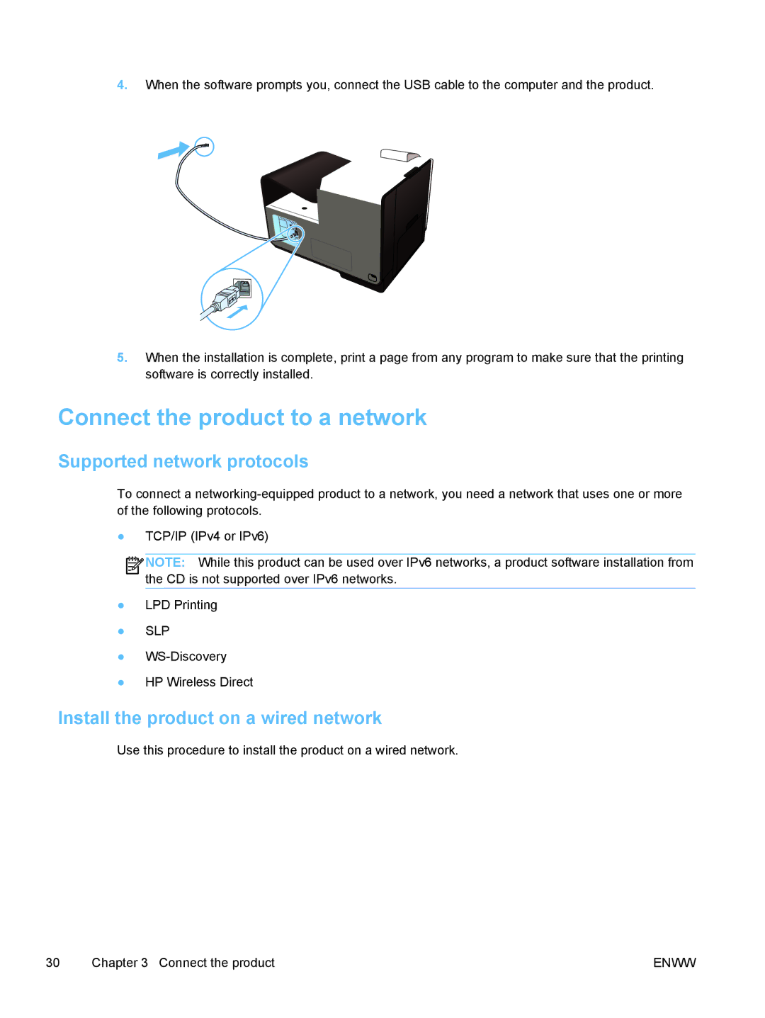 HP Pro X X451dn CN459AB1H, Pro X X551dw Inkjet CV037AB1H Connect the product to a network, Supported network protocols 