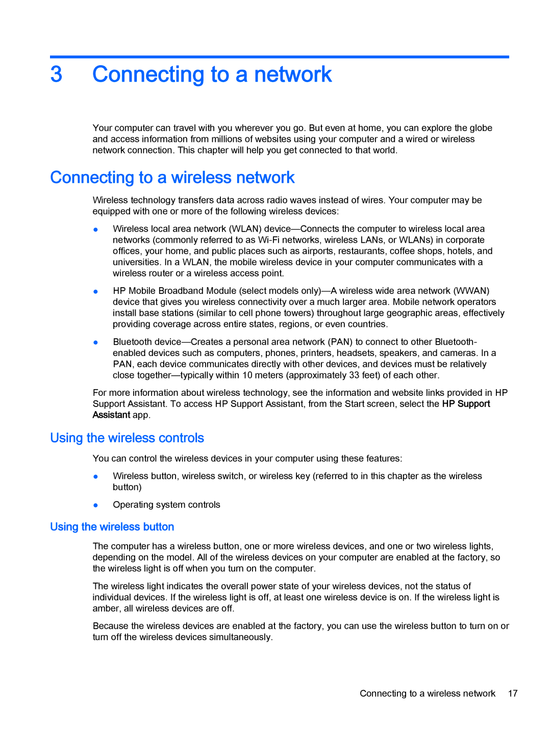 HP Pro x2 612 G1 (Windows 8.1) Connecting to a network, Connecting to a wireless network, Using the wireless controls 