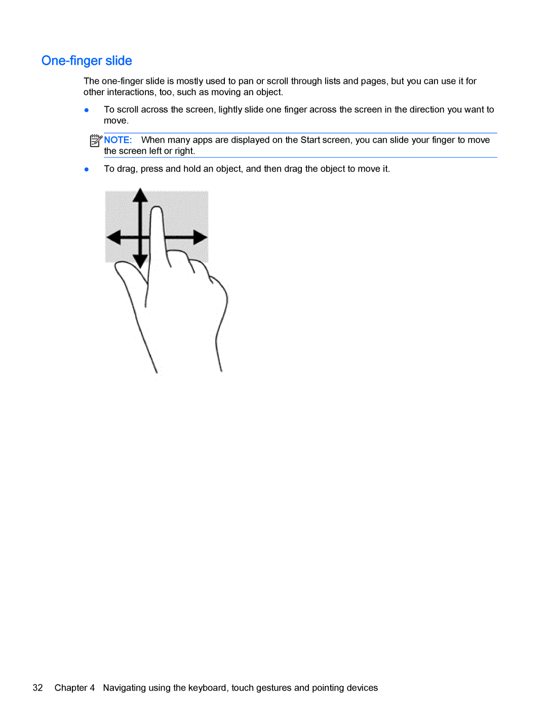 HP Pro x2 612 G1 (Windows 8.1) manual One-finger slide 