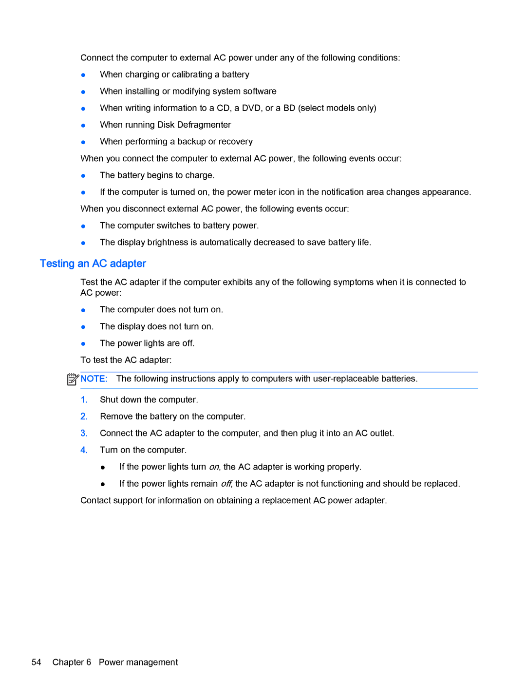 HP Pro x2 612 G1 (Windows 8.1) manual Testing an AC adapter 