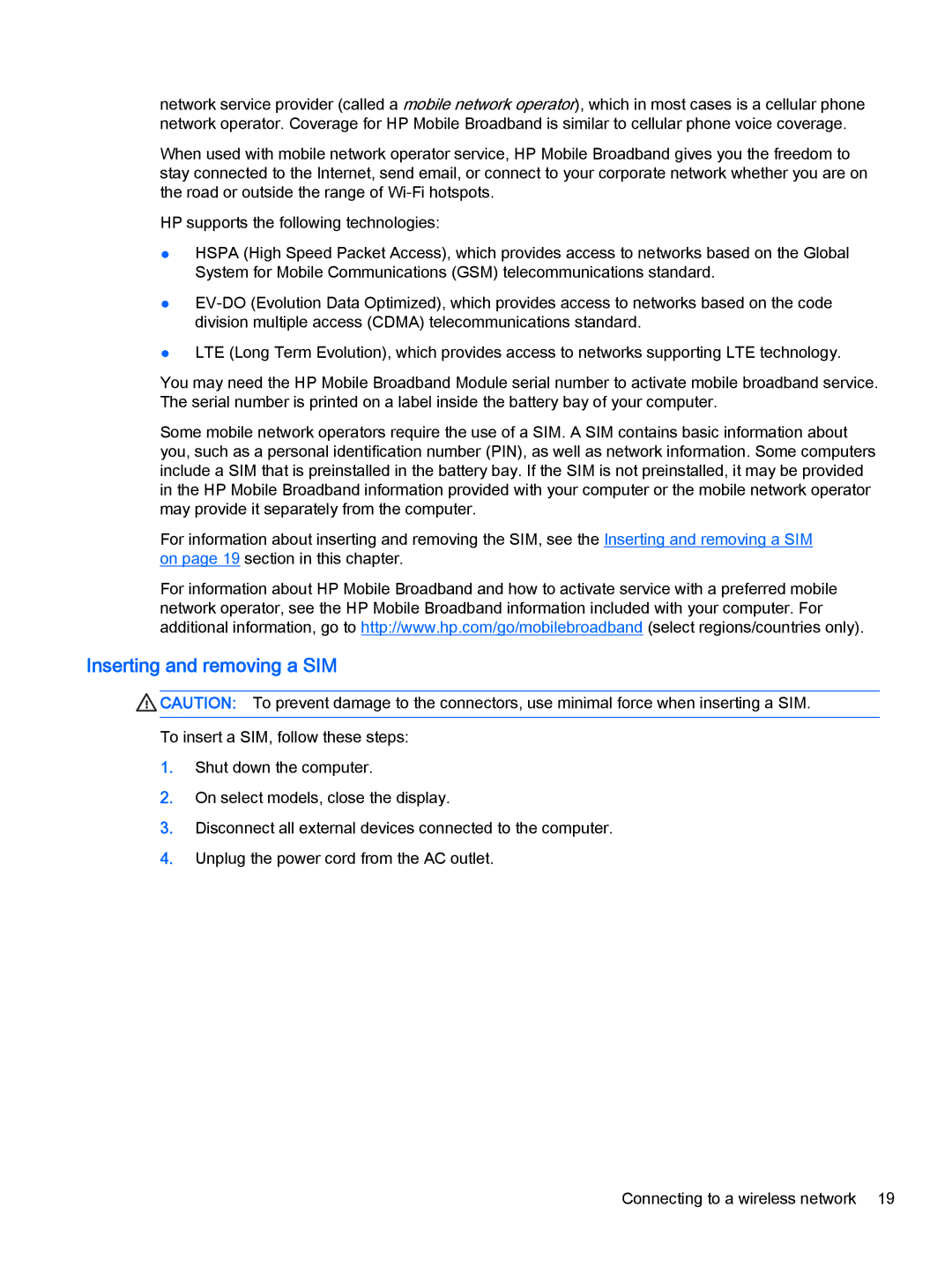 HP Pro x2 612 G1 manual Inserting and removing a SIM 