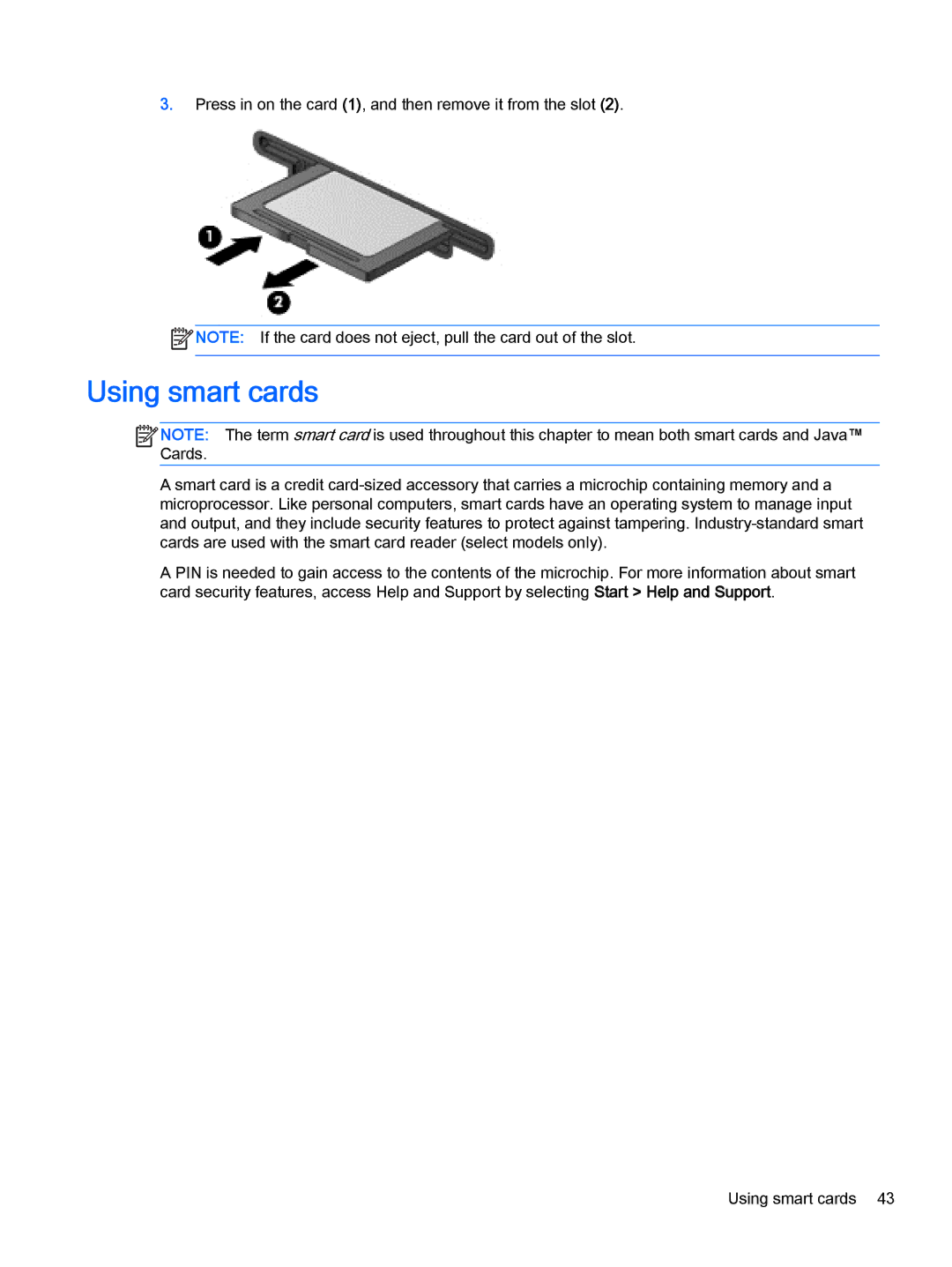 HP Pro x2 612 G1 manual Using smart cards 