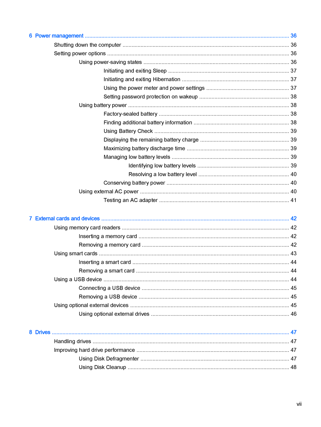 HP Pro x2 612 G1 manual Power management 