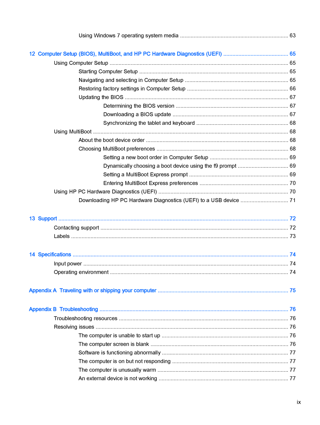 HP Pro x2 612 G1 manual Support 