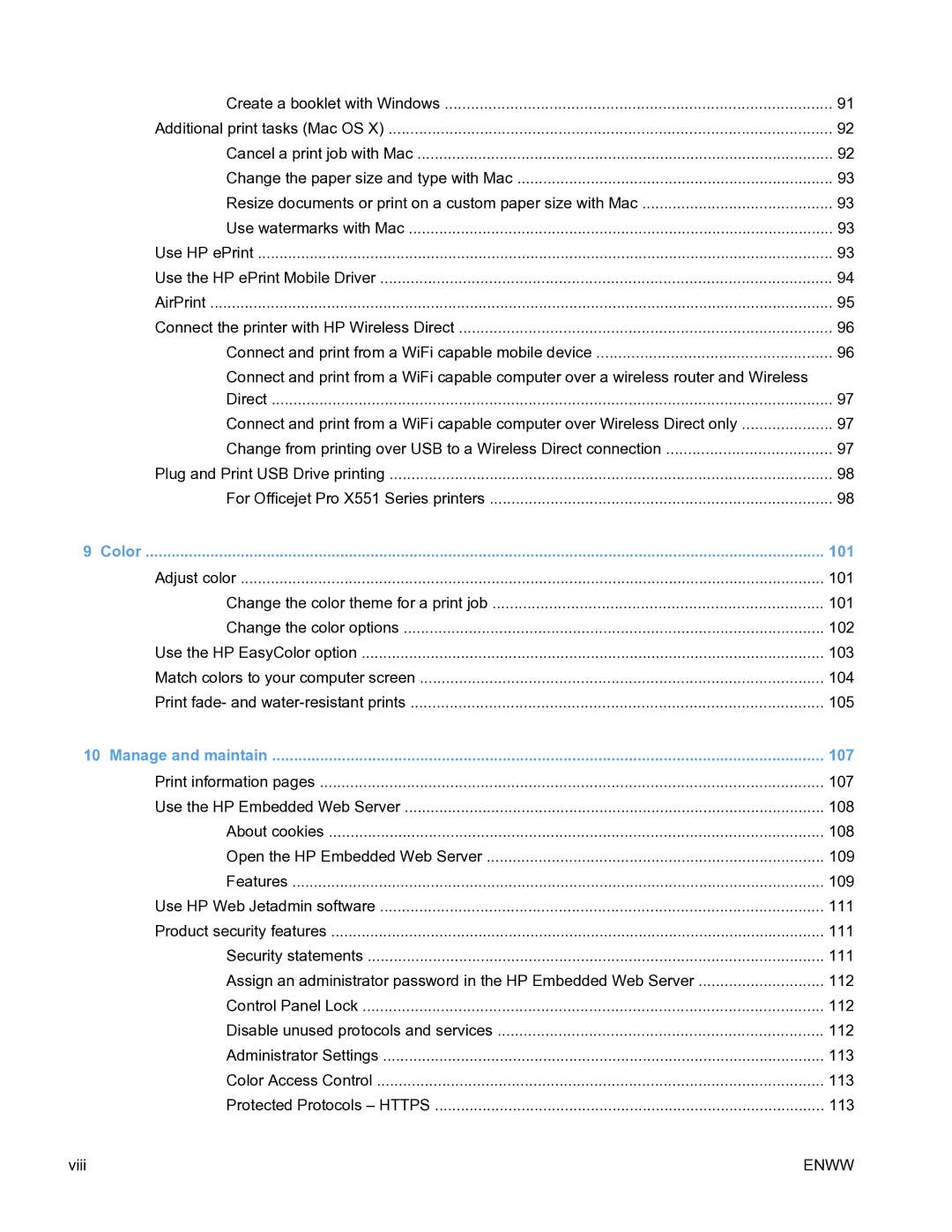 HP Pro X451 manual 101, 107 