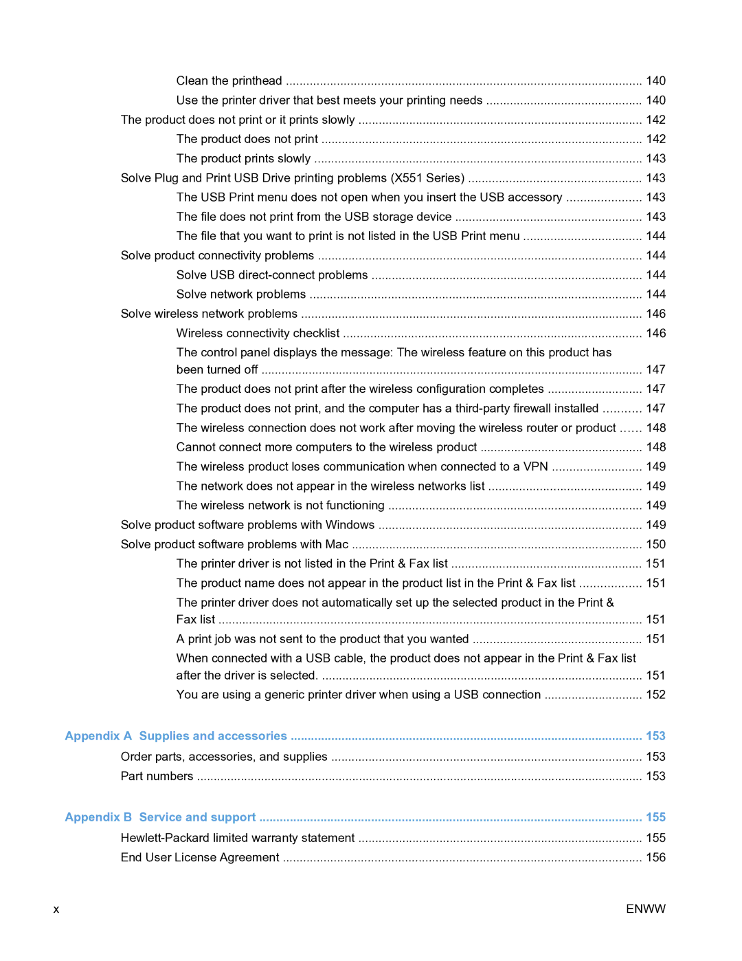 HP Pro X451 manual 153, 155 