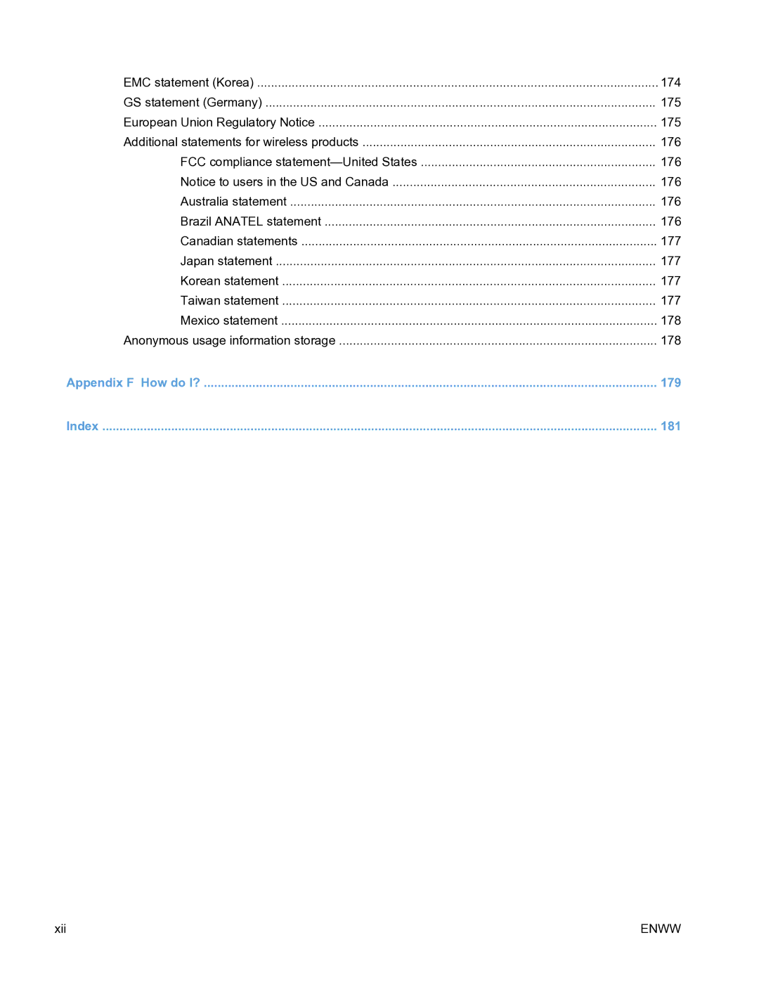 HP Pro X451 manual 179, 181 