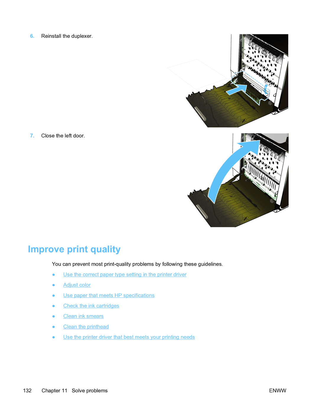 HP Pro X451 manual Improve print quality 