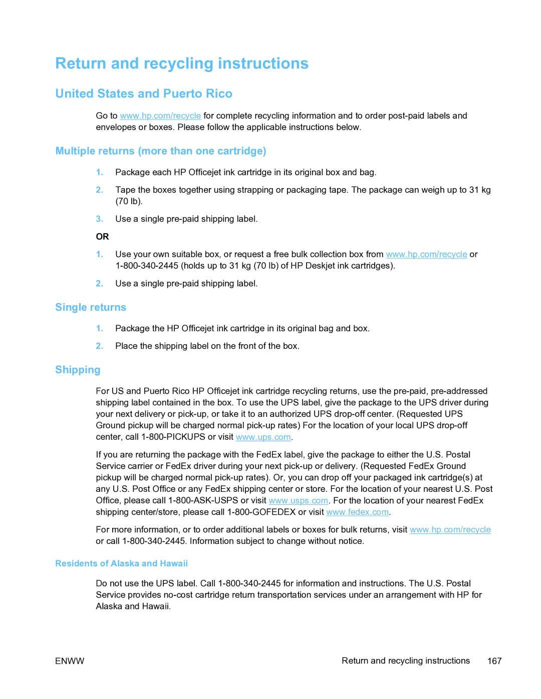 HP Pro X451 Return and recycling instructions, United States and Puerto Rico, Multiple returns more than one cartridge 