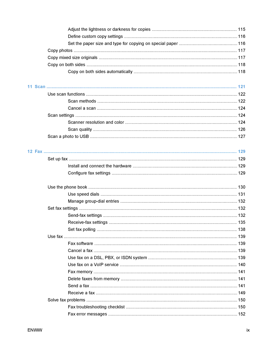 HP PRO X476 MFP manual 121, 129 