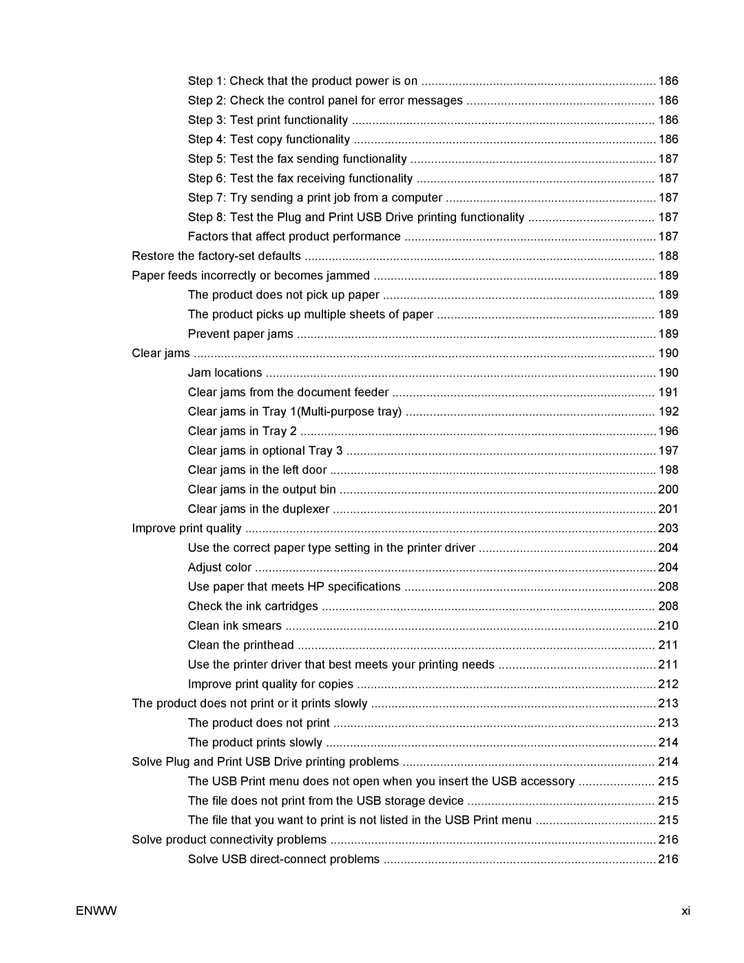 HP PRO X476 MFP manual 186 