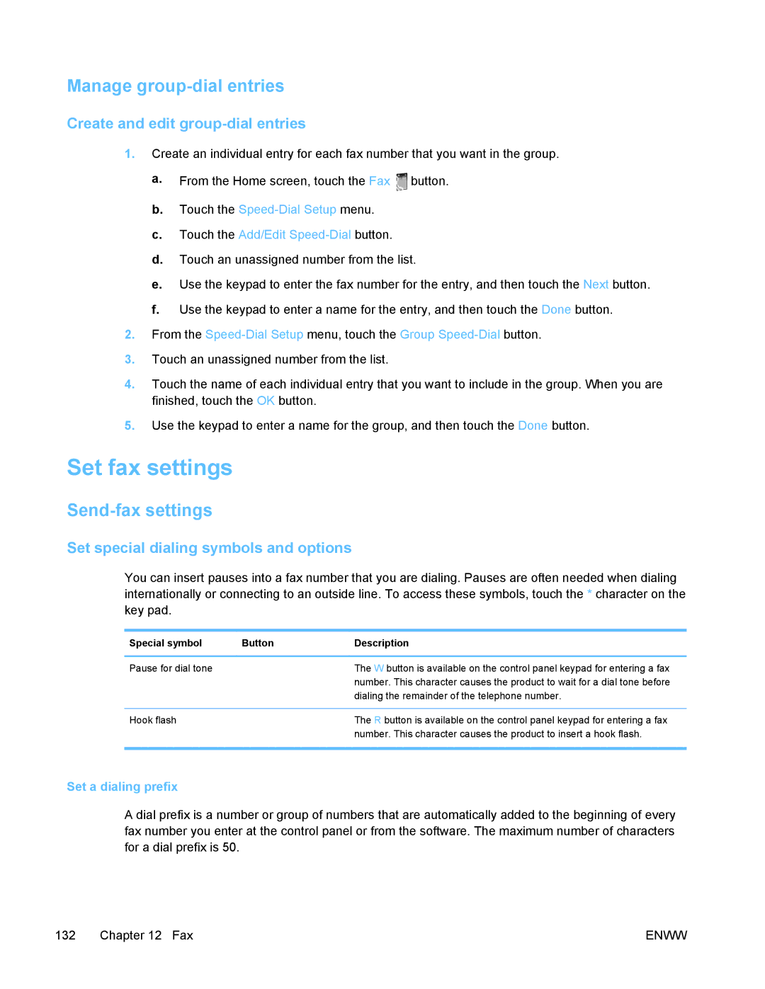 HP PRO X476 MFP manual Set fax settings, Manage group-dial entries, Send-fax settings, Create and edit group-dial entries 