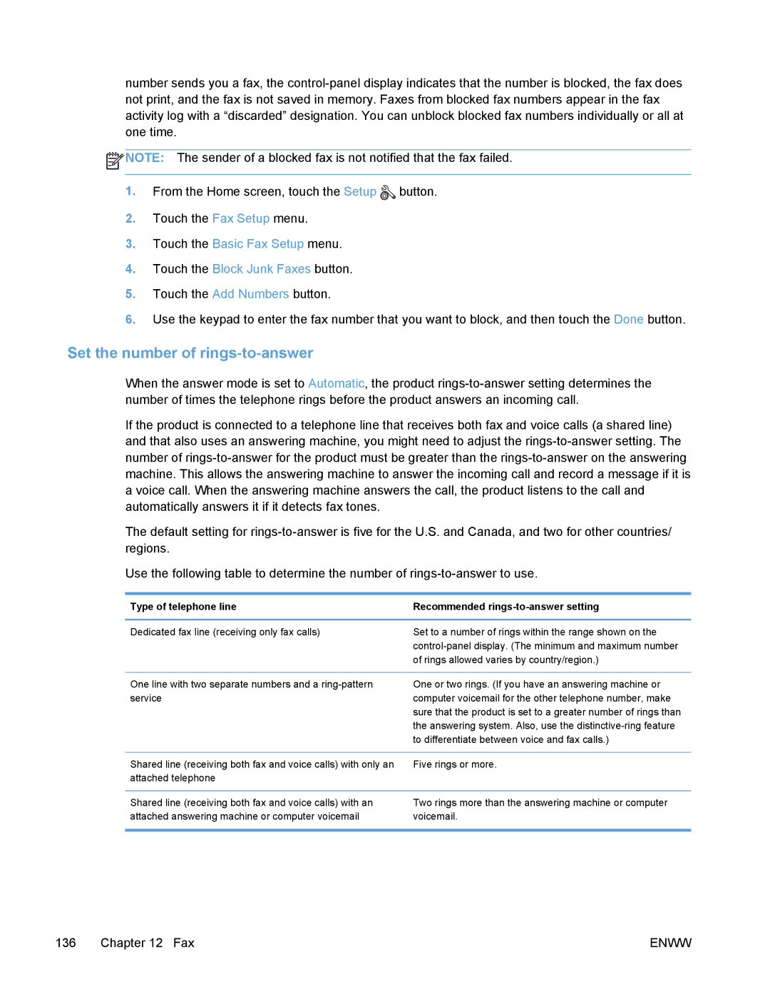 HP PRO X476 MFP manual Set the number of rings-to-answer, Type of telephone line 