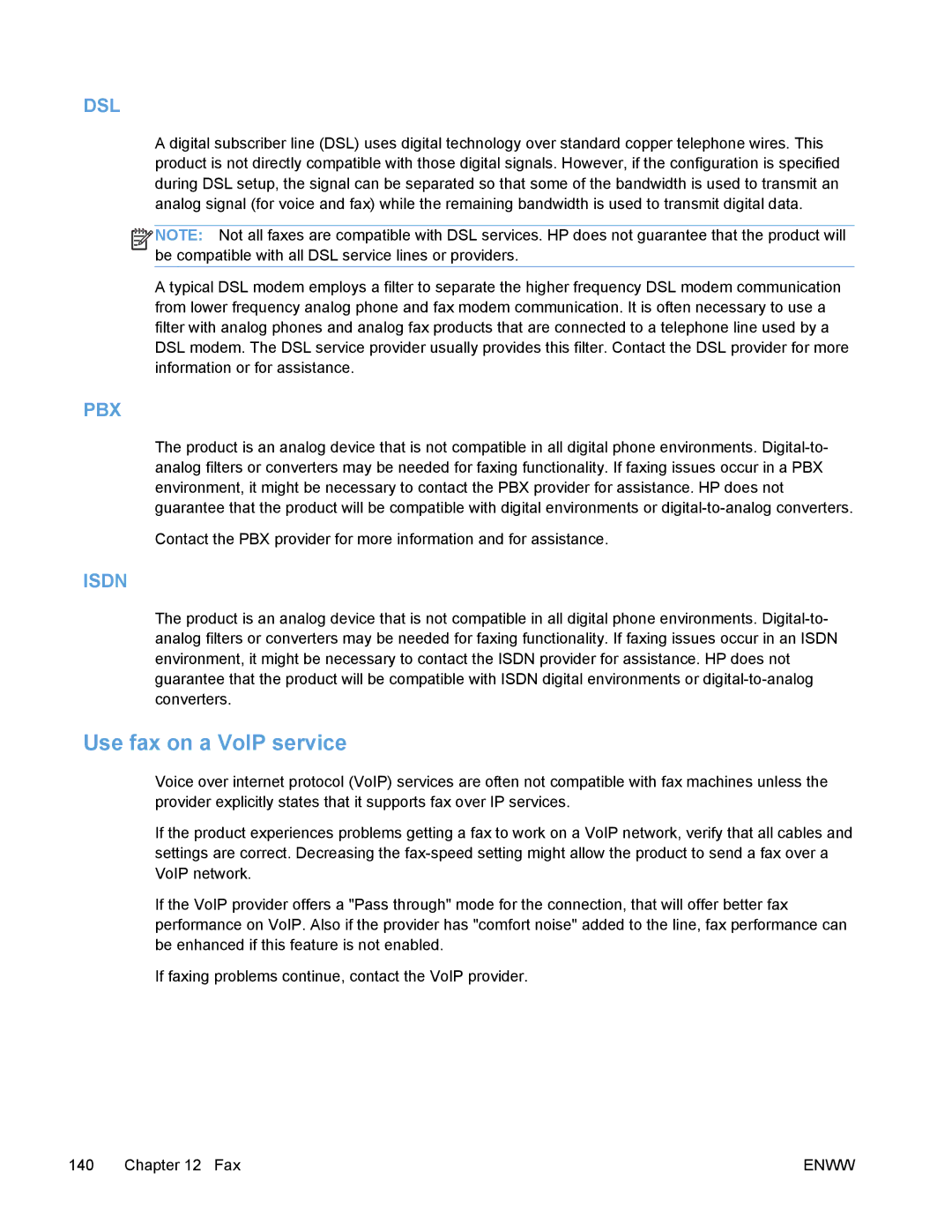 HP PRO X476 MFP manual Use fax on a VoIP service, Dsl 