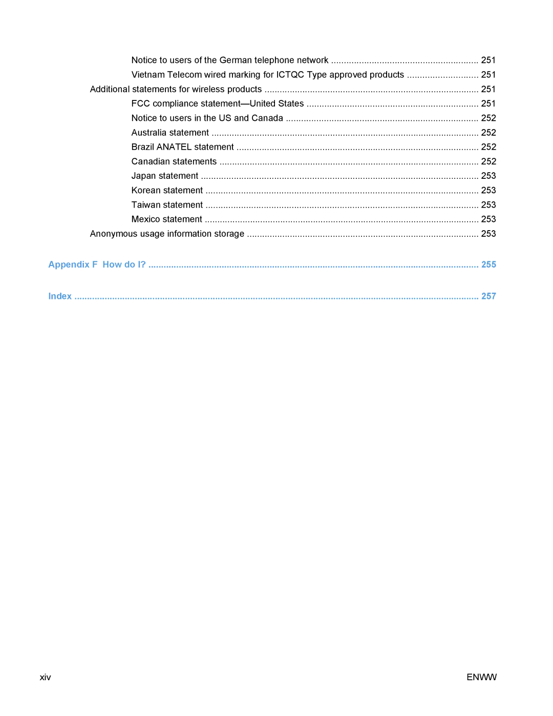 HP PRO X476 MFP manual 255, 257 