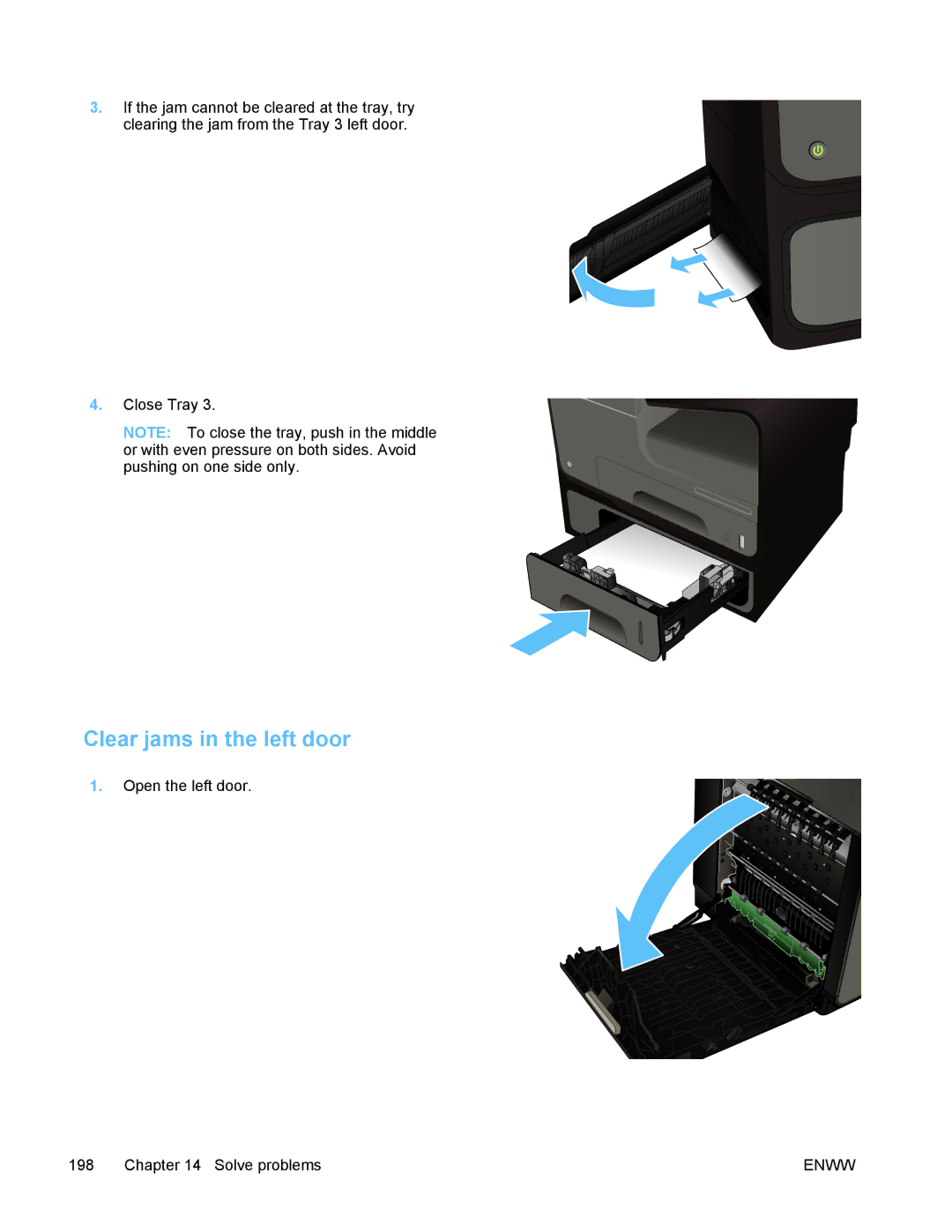 HP PRO X476 MFP manual Clear jams in the left door 