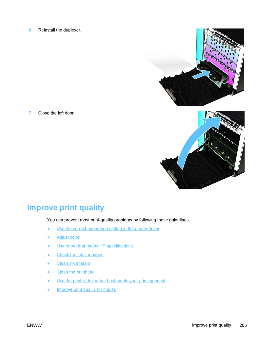 HP PRO X476 MFP manual Improve print quality 