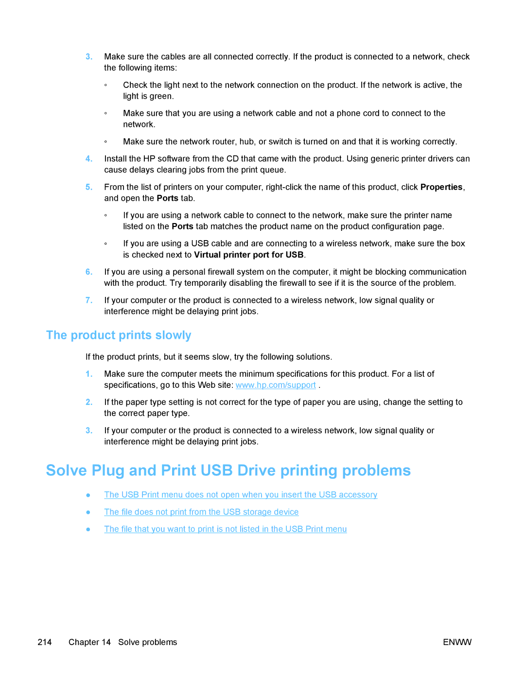 HP PRO X476 MFP manual Solve Plug and Print USB Drive printing problems, Product prints slowly 