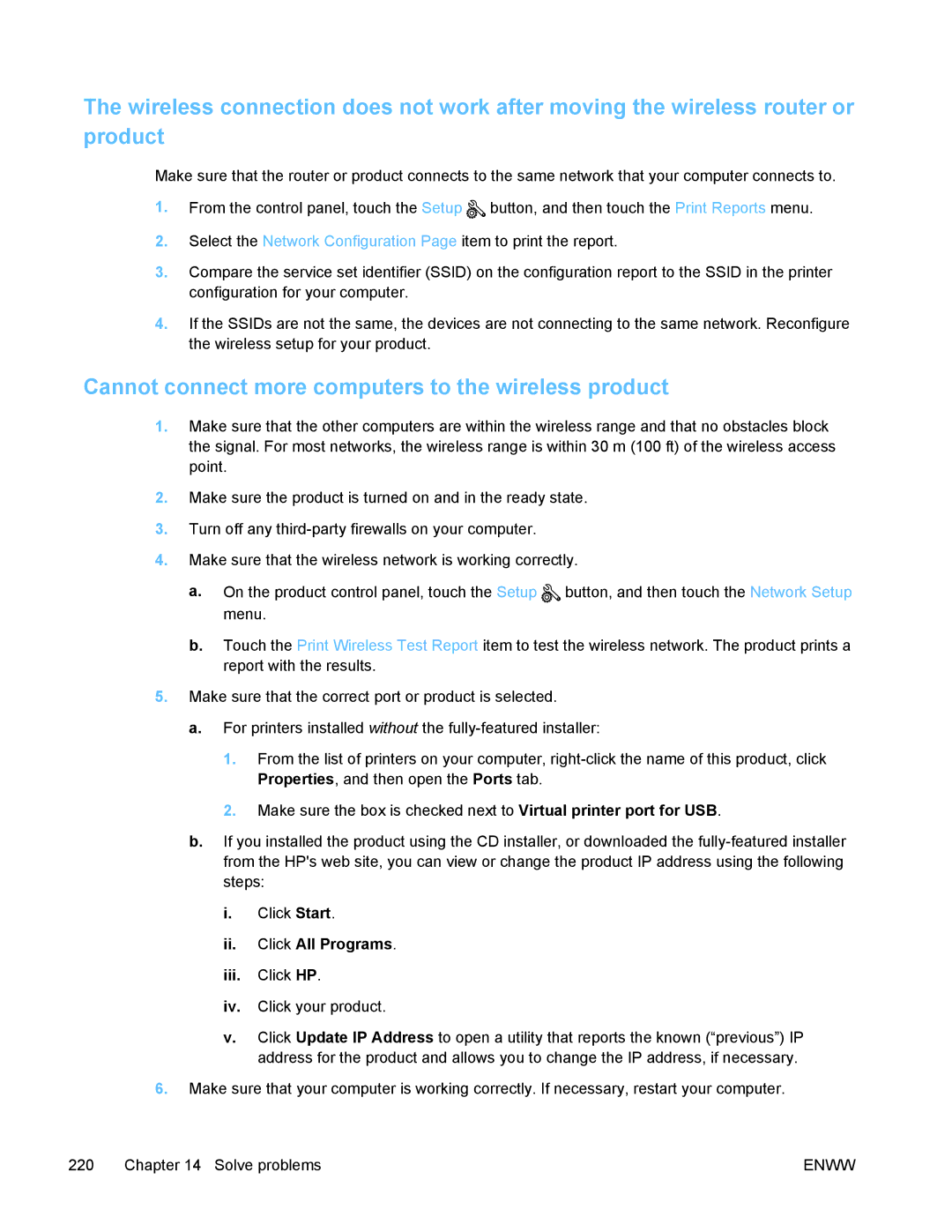 HP PRO X476 MFP manual Cannot connect more computers to the wireless product 