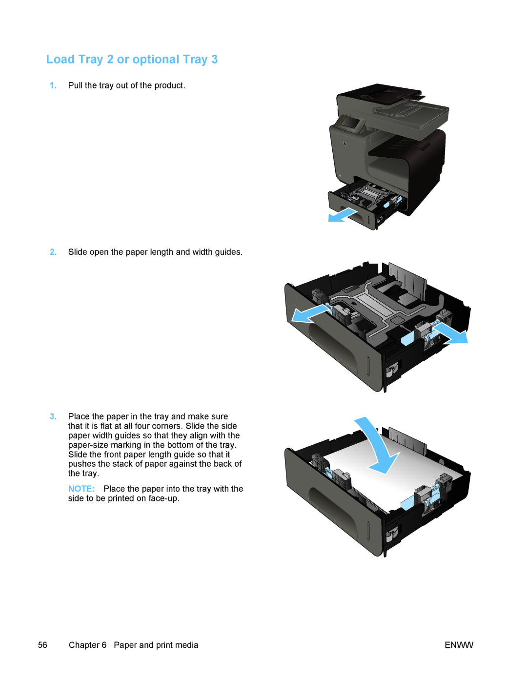 HP PRO X476 MFP manual Load Tray 2 or optional Tray 