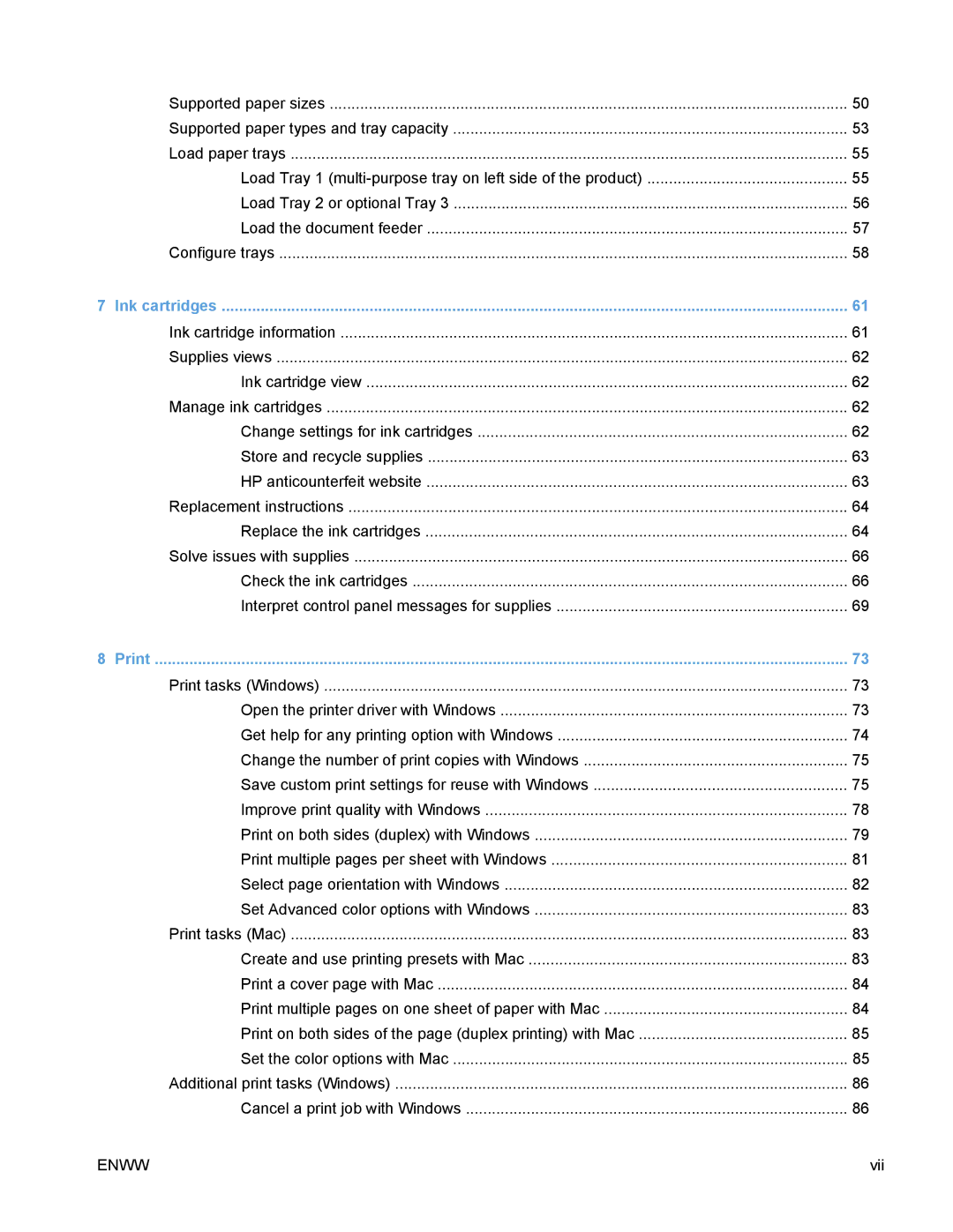 HP PRO X476 MFP manual Vii 