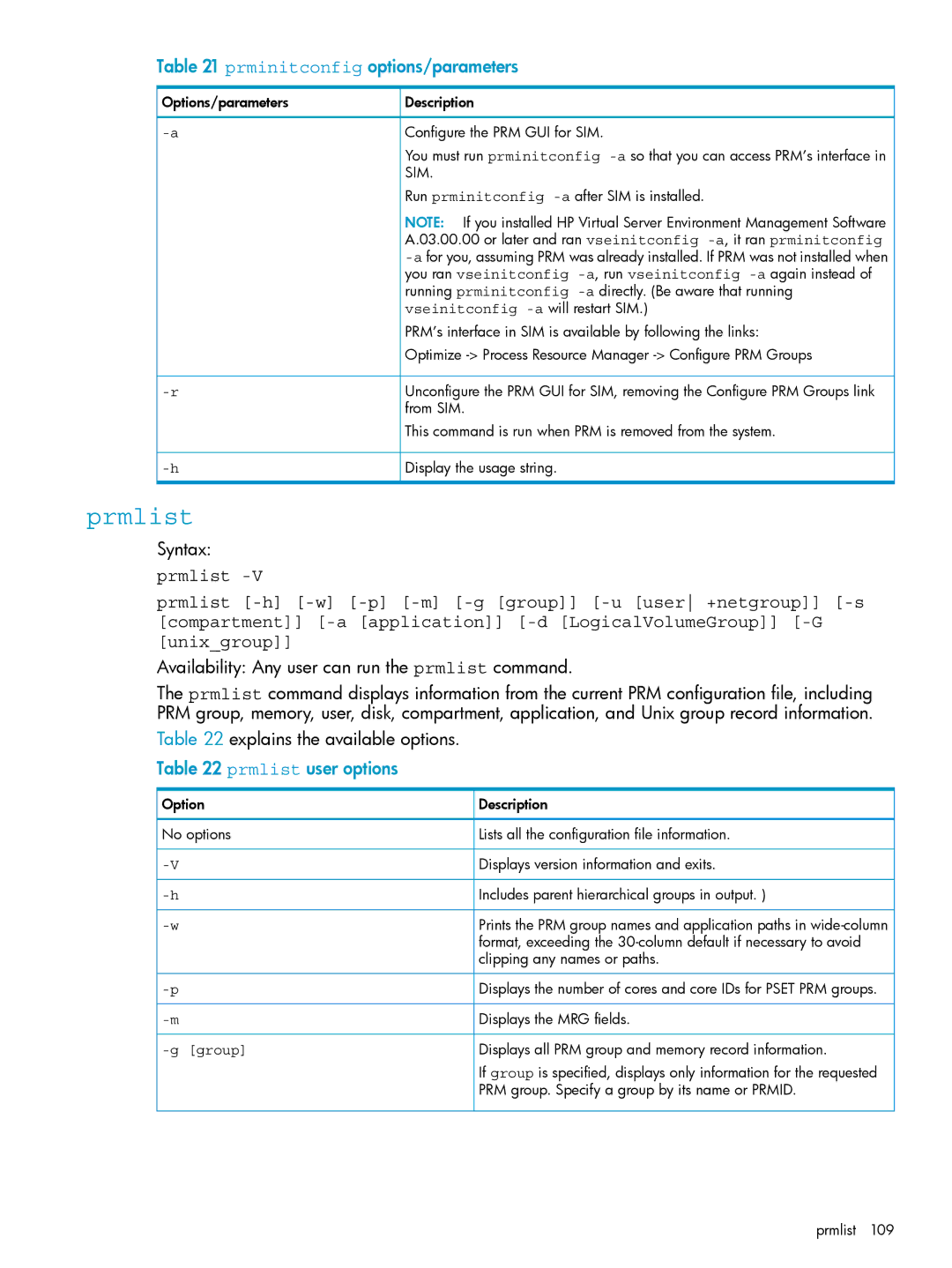 HP Process Resource Manager (PRM) manual Prminitconfig options/parameters, Group 