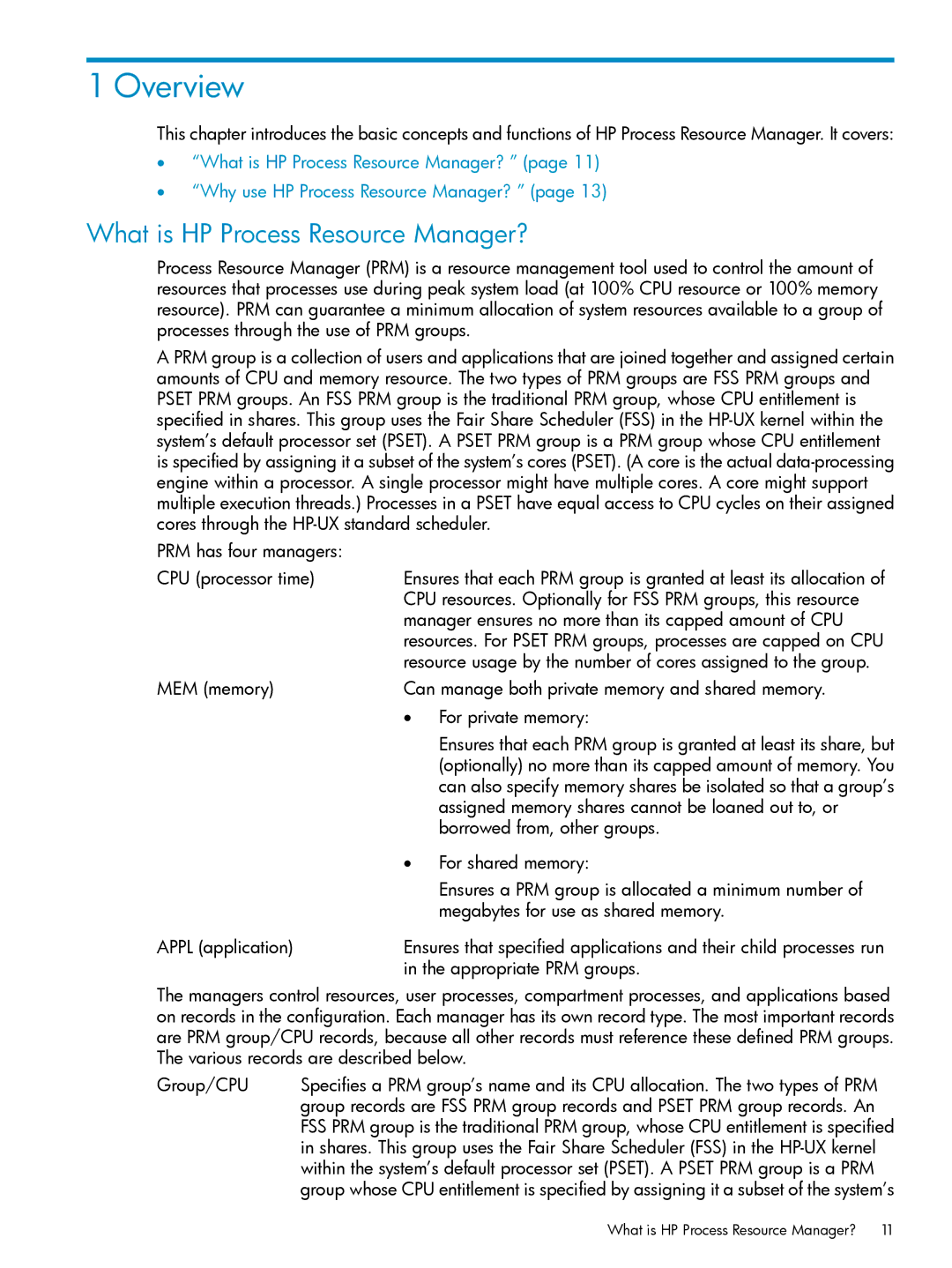 HP Process Resource Manager (PRM) manual Overview, What is HP Process Resource Manager? 