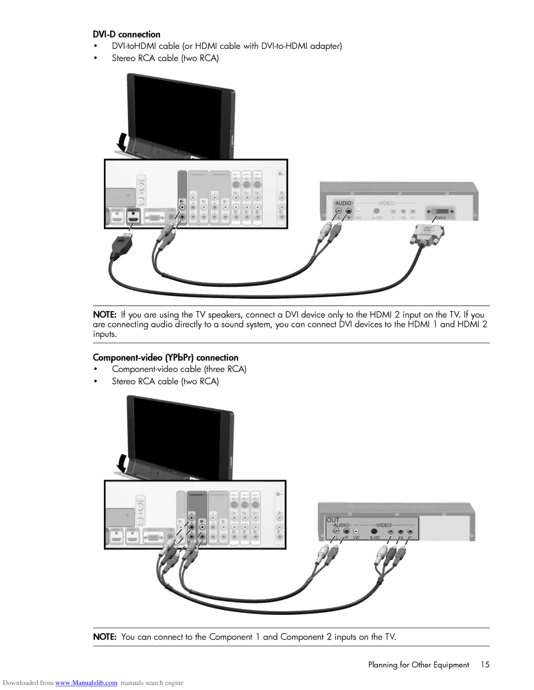 HP Projection Television MD5880N, Projection Television MD6580N manual DVI-D connection 