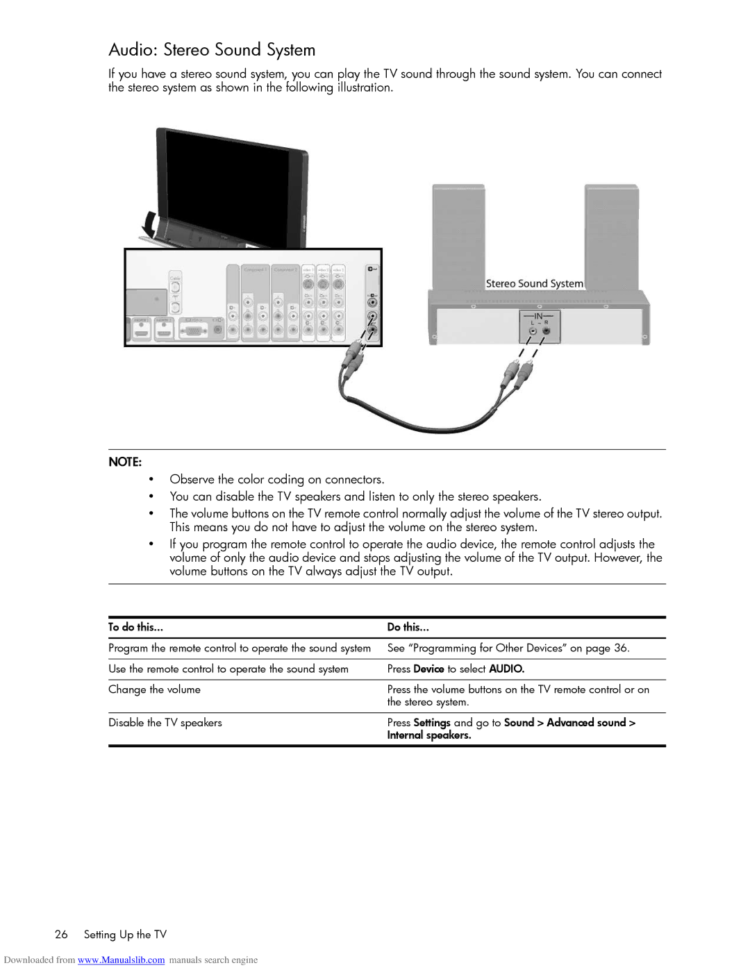 HP Projection Television MD6580N manual Audio Stereo Sound System, To do this Do this, Stereo system 