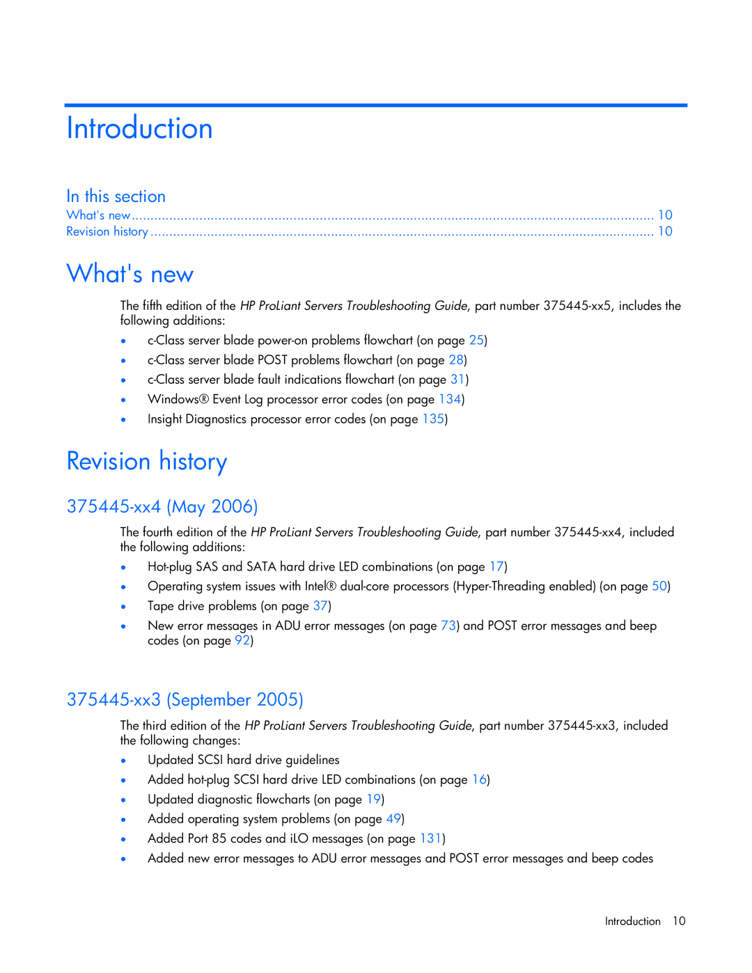 HP ProLight Server manual Introduction, Whats new, Revision history 