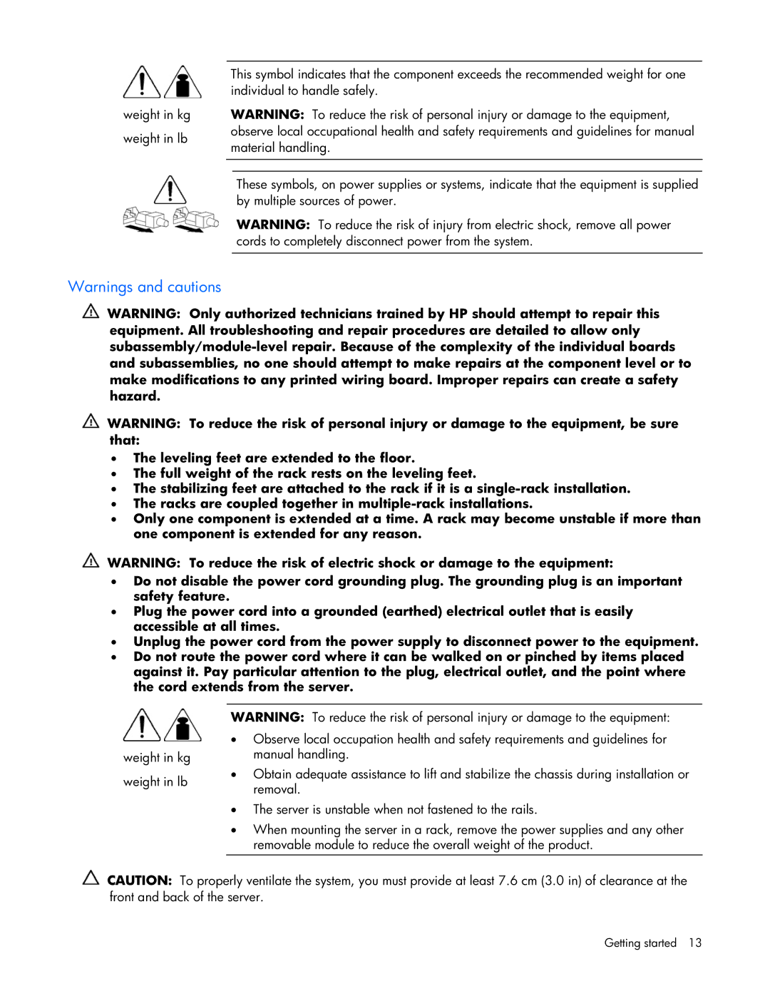 HP ProLight Server manual Getting started 