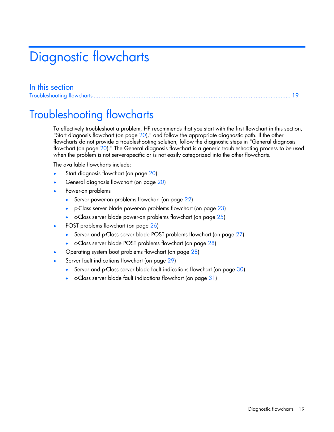 HP ProLight Server manual Diagnostic flowcharts, Troubleshooting flowcharts 