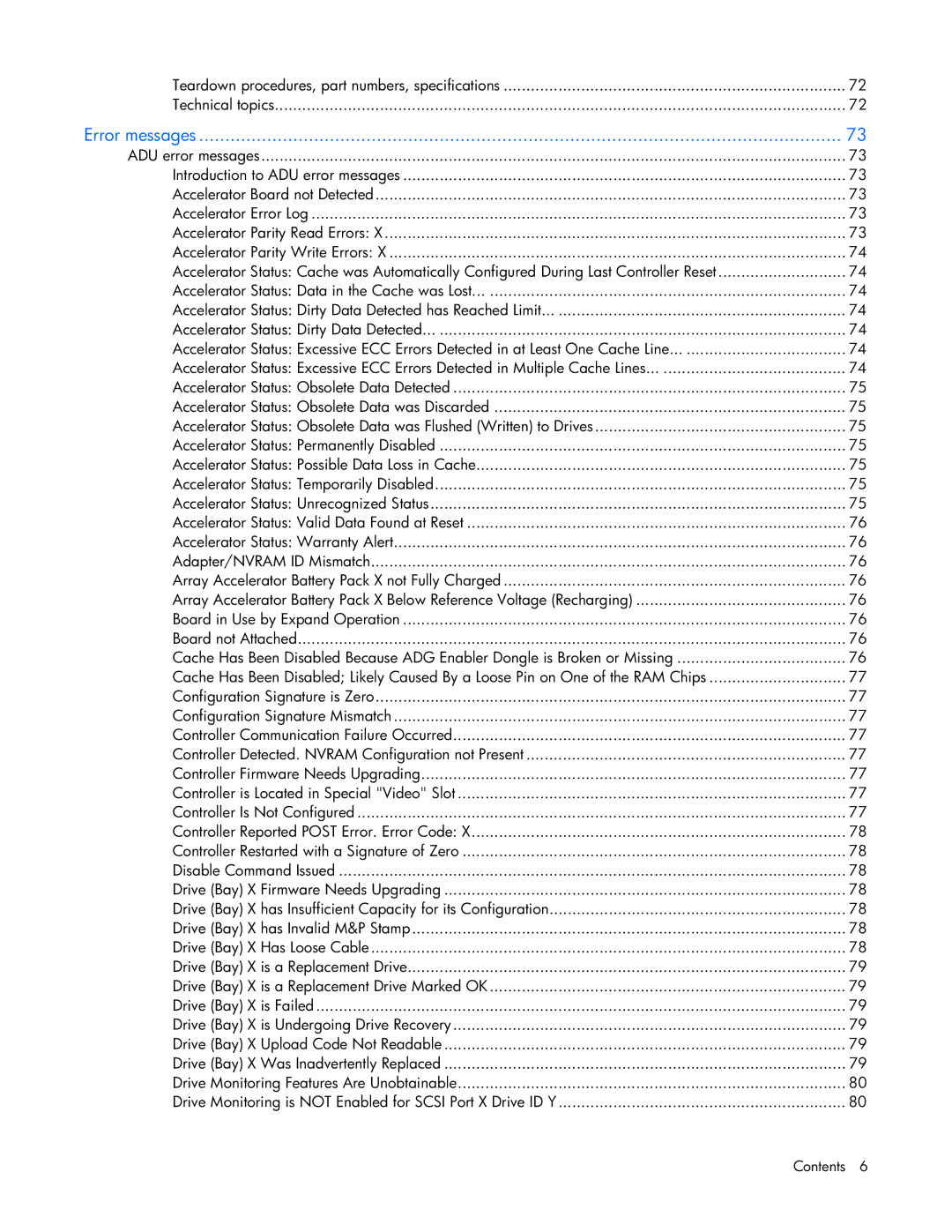 HP ProLight Server manual Error messages 