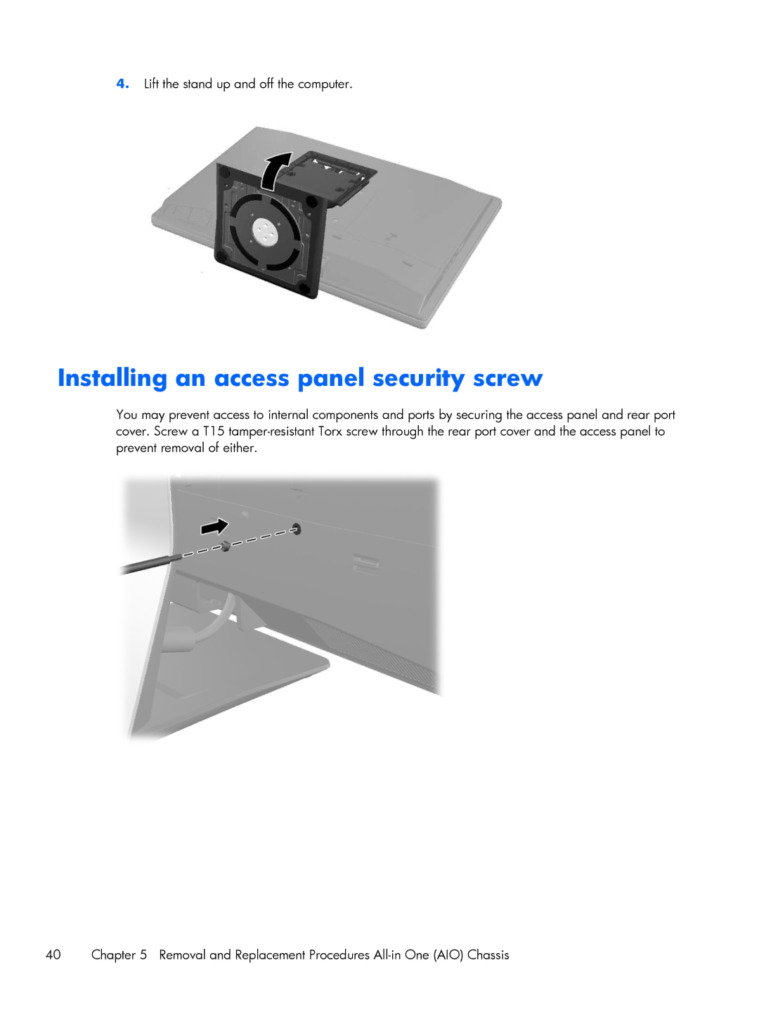 HP E2A03UT E2A03UT#ABA, Promo 800 G1 E1Z82UTABA, Promo 800 G1 E1Z80UTABA manual Installing an access panel security screw 